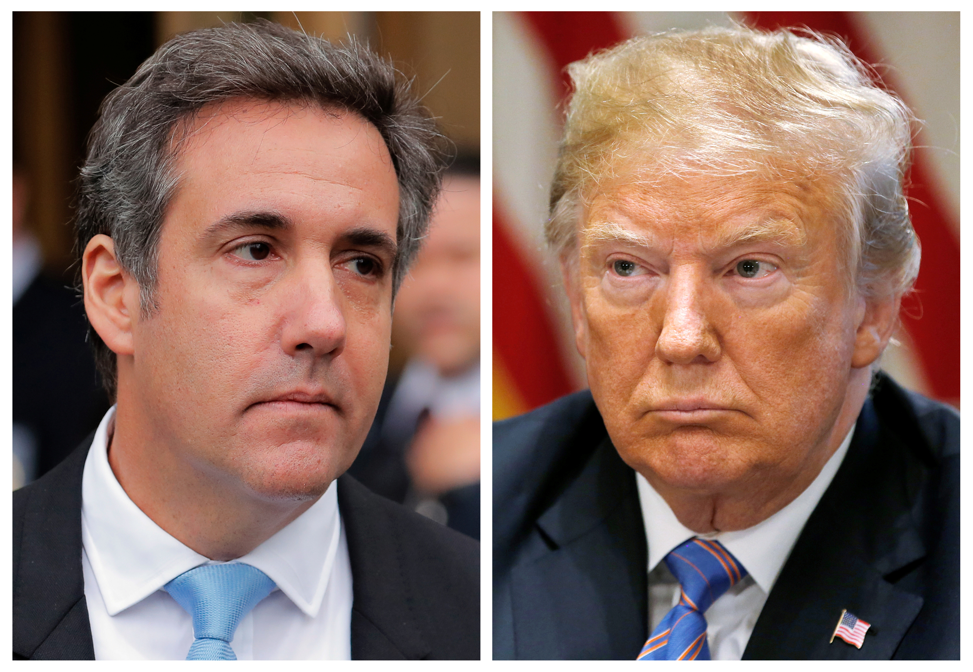Cohen, onetime personal attorney to Trump and U.S. President Trump are seen in this combination of file photos