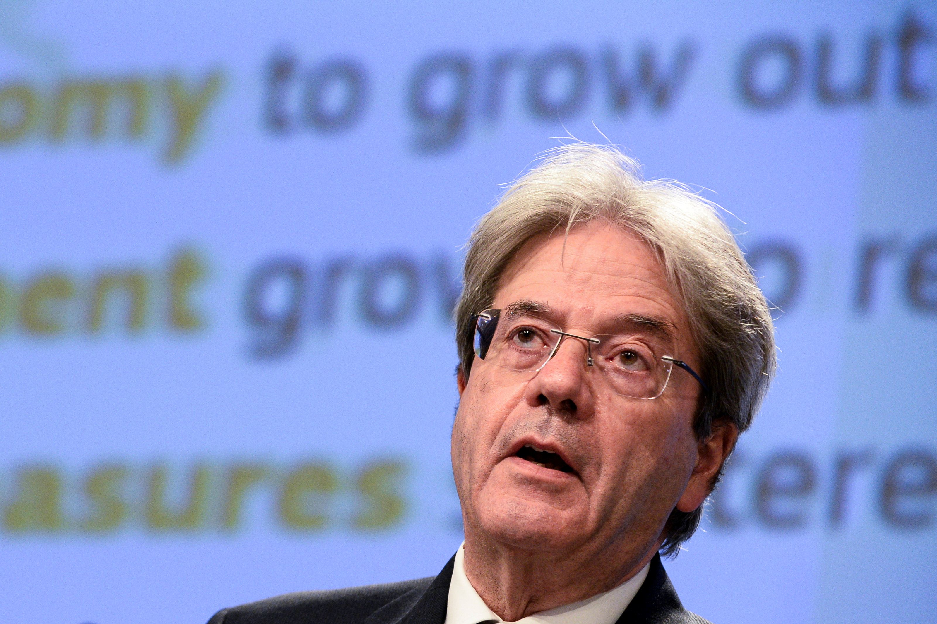 EU Commissioner Gentiloni holds news conference in Brussels