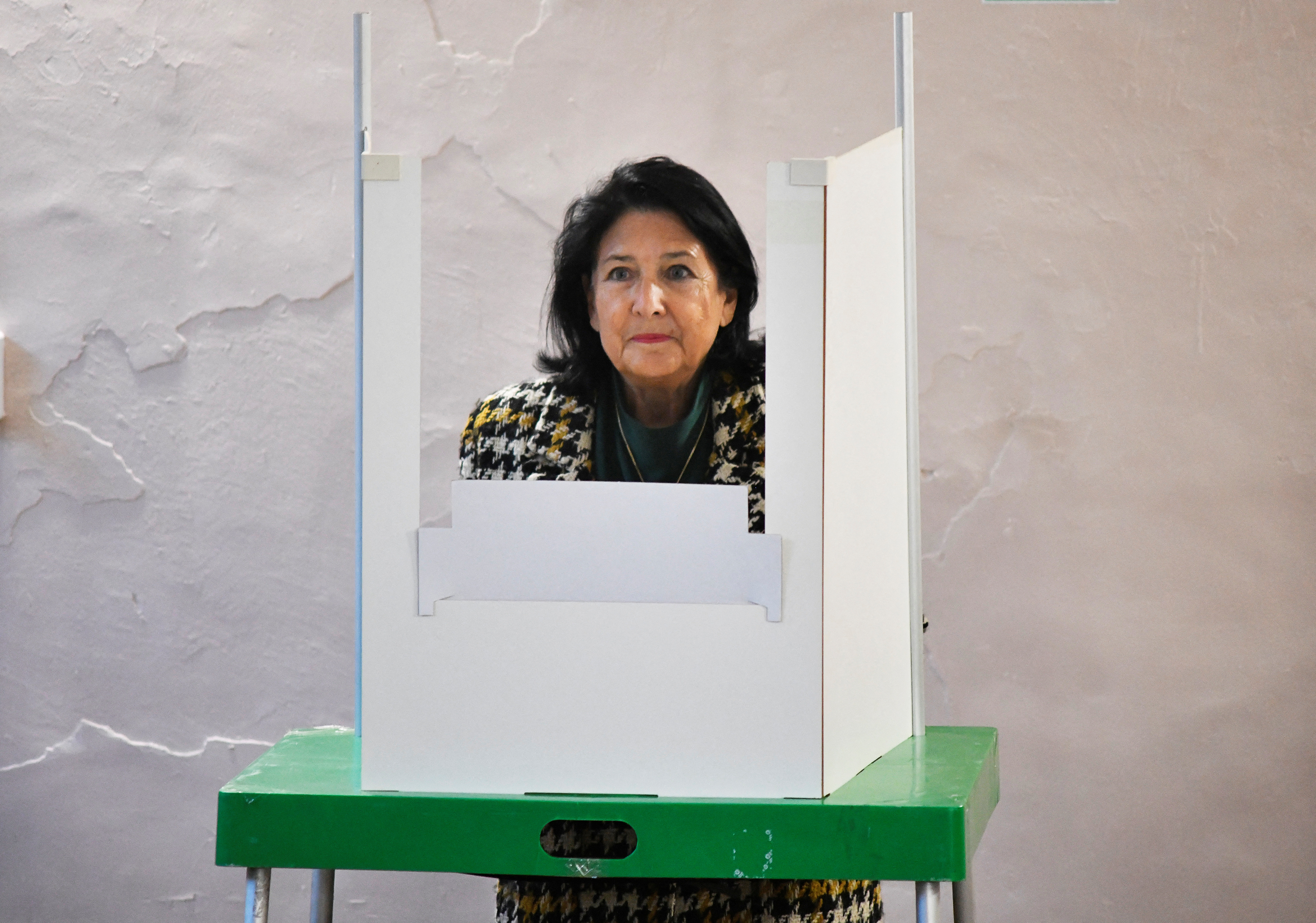 Georgia's President Salome Zourabichvili votes in parliamentary elections in Tbilisi