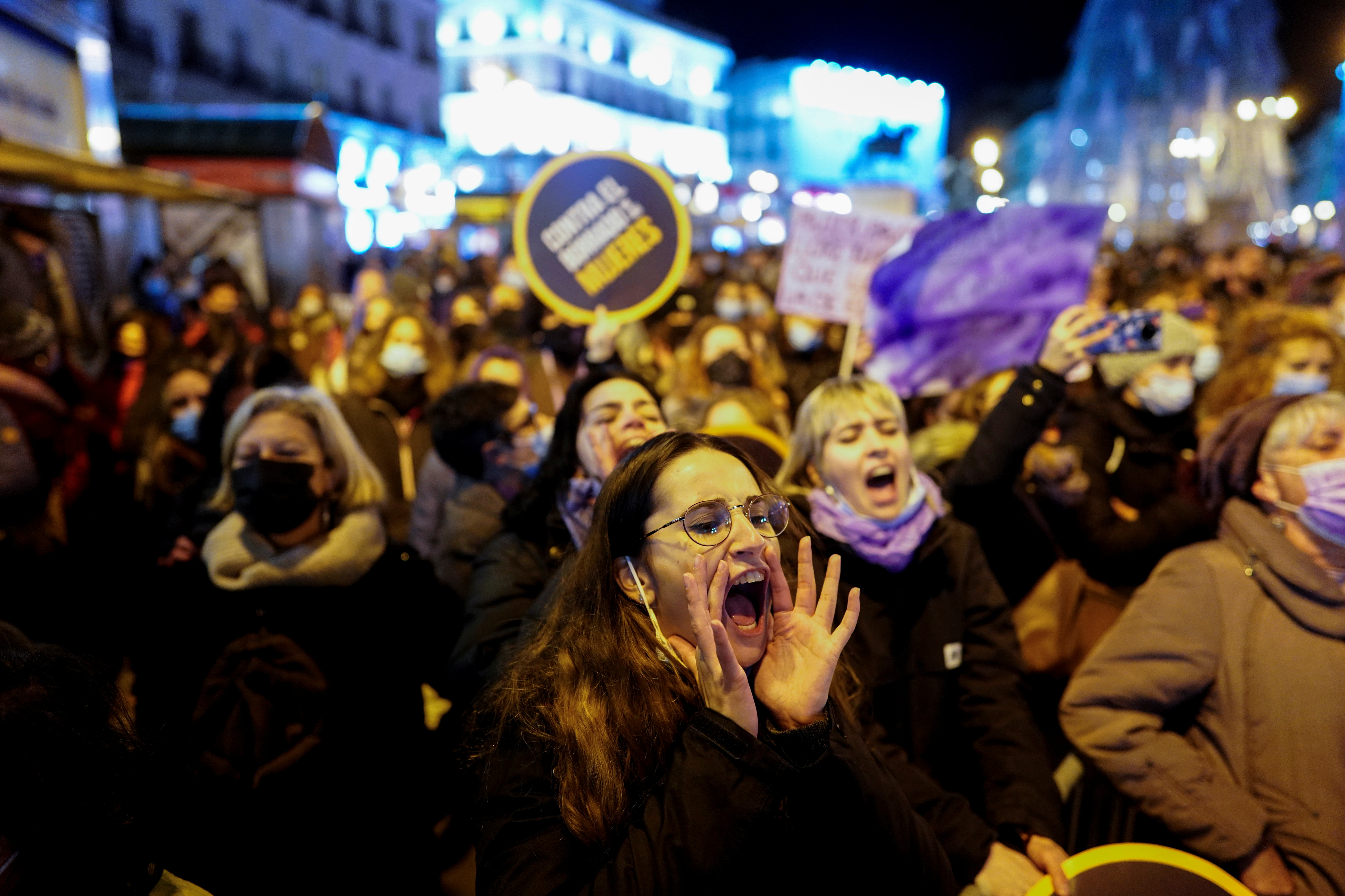 Protest to mark the International Day for the Elimination of Violence against Women, in Madrid