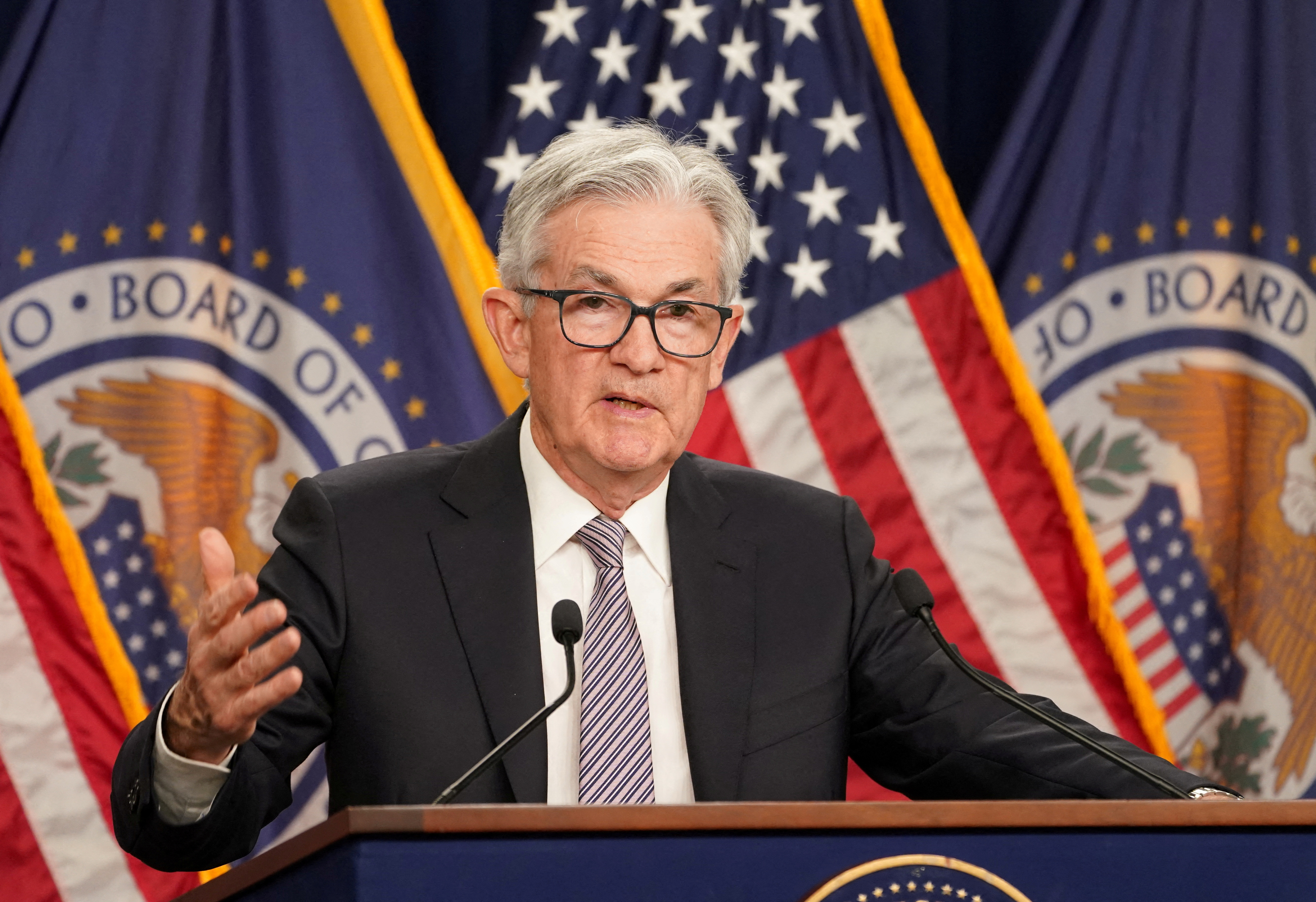 Federal Reserve Chair Powell holds a press conference in Washington