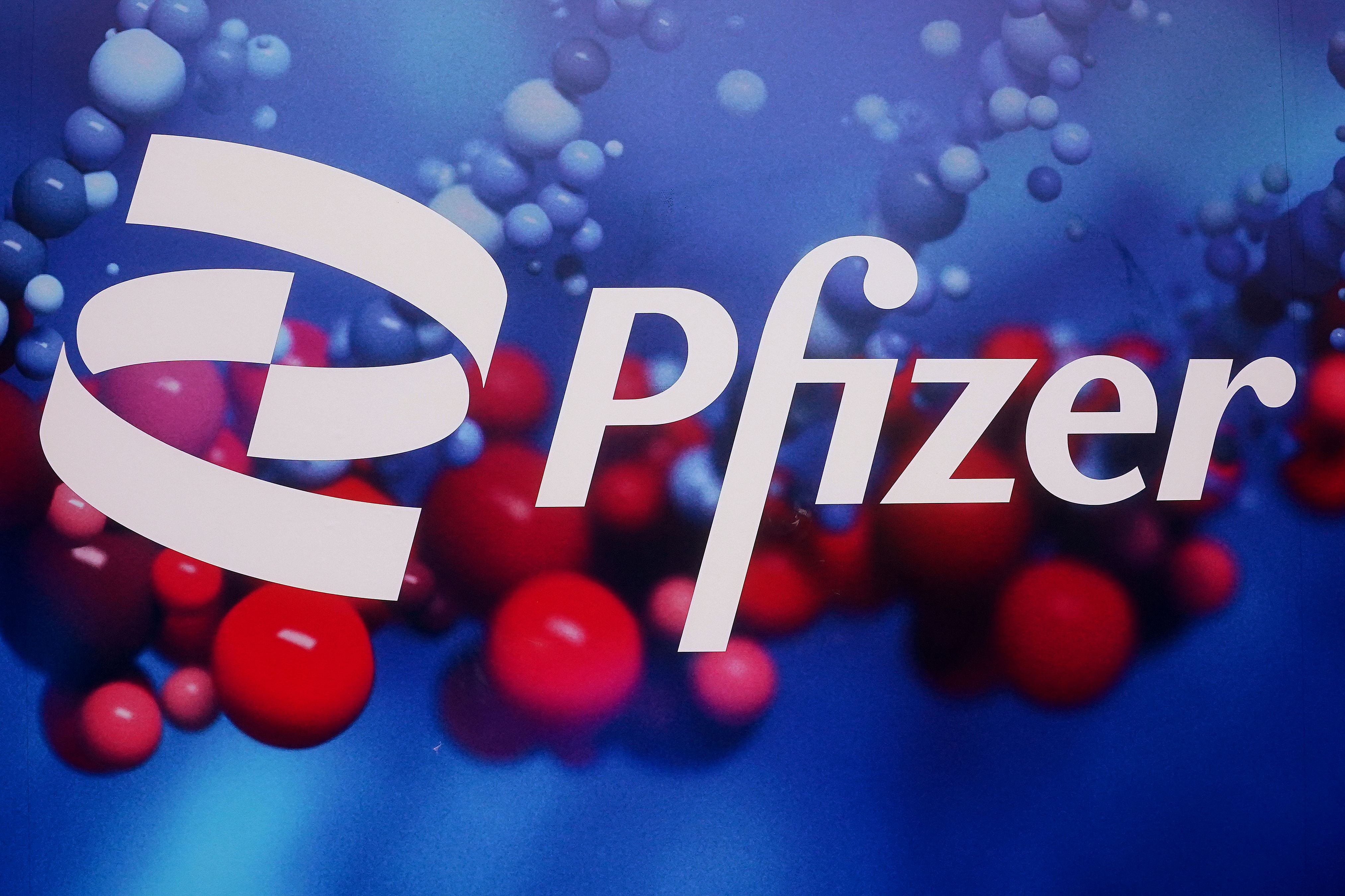 Pfizer logo pictured outside their building in Manhattan, New York City, New York, U.S., March 2, 2021. REUTERS/Carlo Allegri
