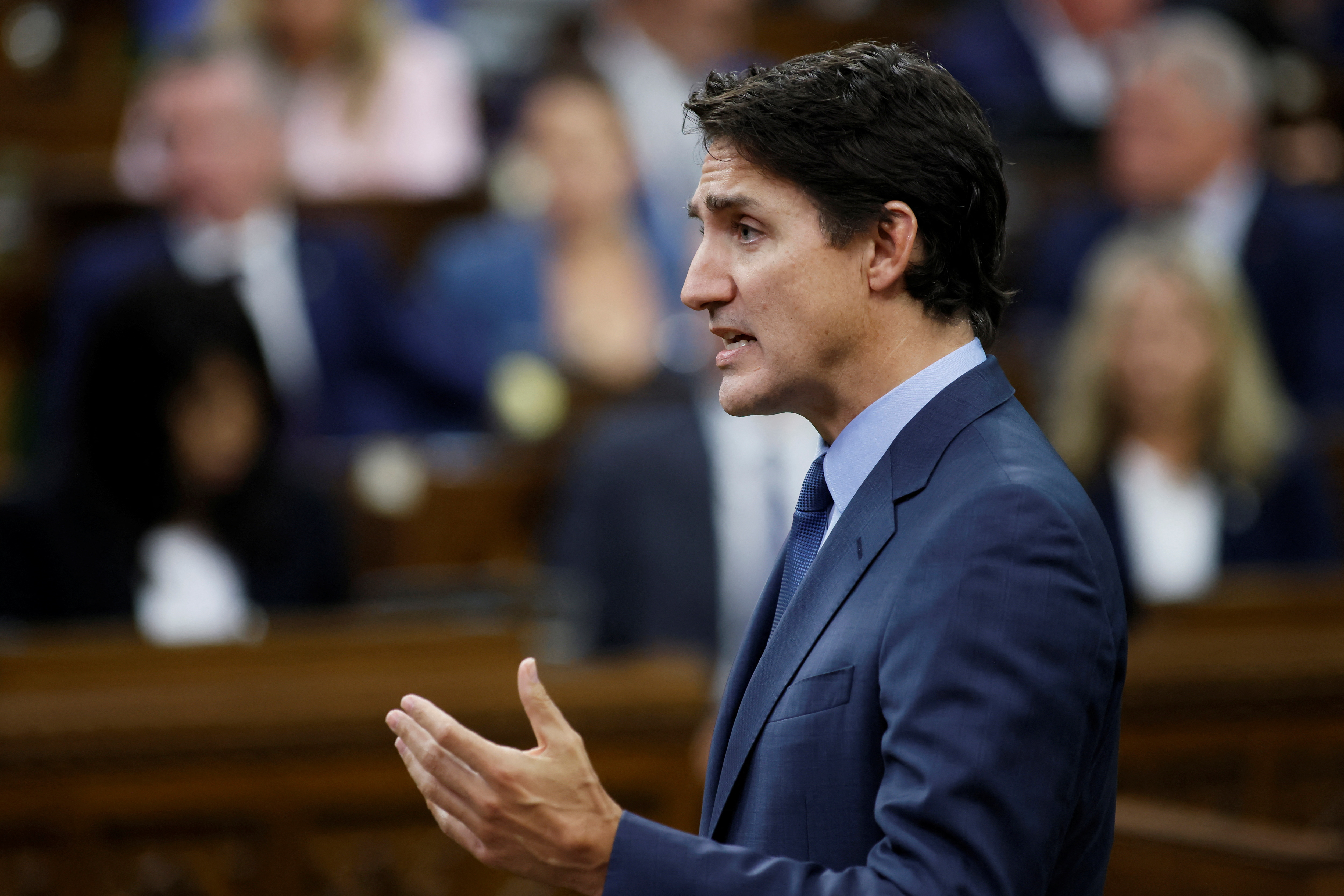 Canada's Prime Minister Trudeau speaks during Question Period in the House of Commons on Parliament Hill in Ottawa