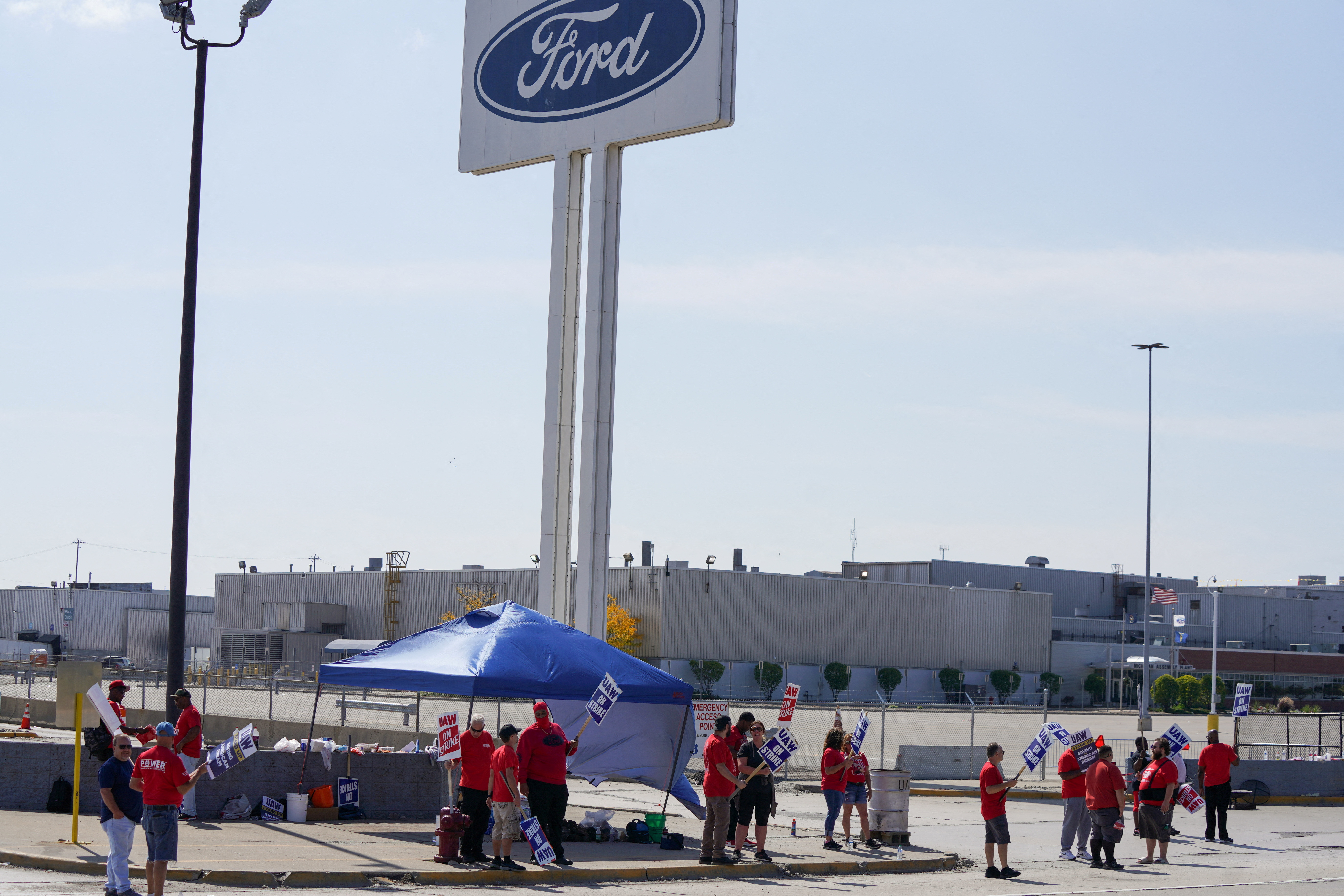 Picket of Striking United Auto Workers (UAW) outside the Ford Michigan Assembly in Wayne