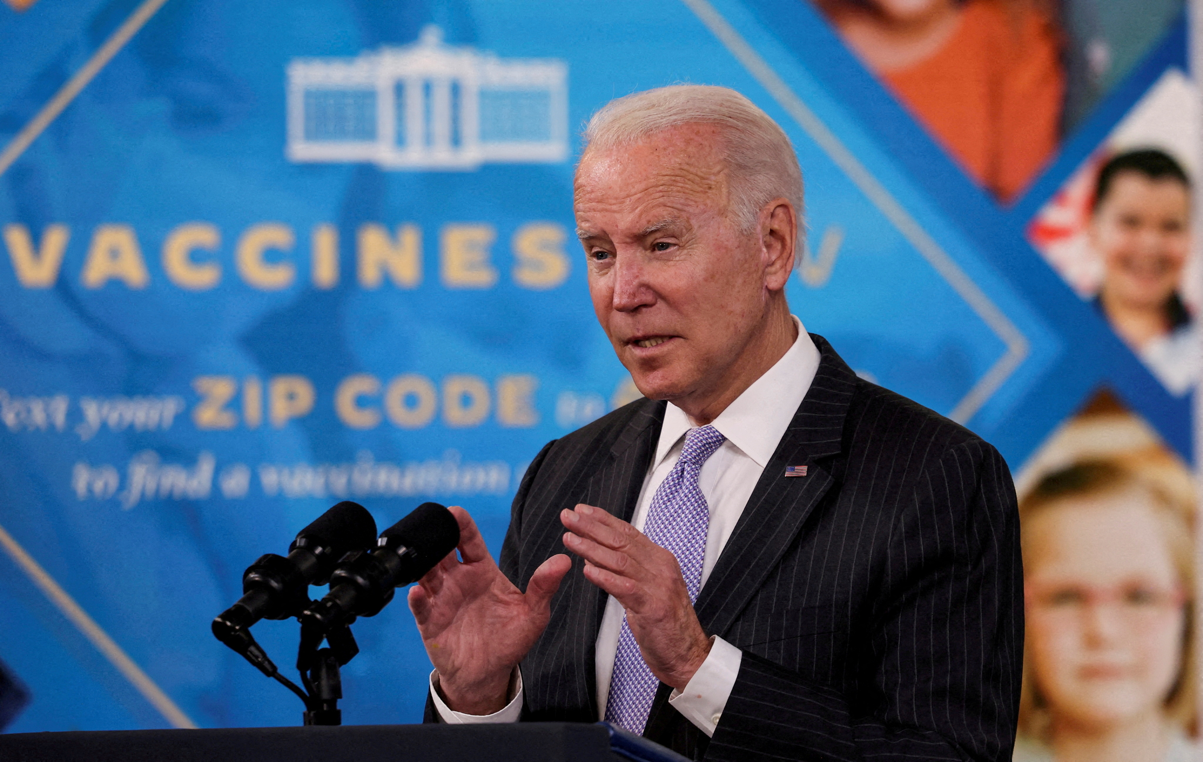 U.S. President Joe Biden speaks about authorization of COVID-19 vaccine for children ages 5 to 11 at the White House in Washington