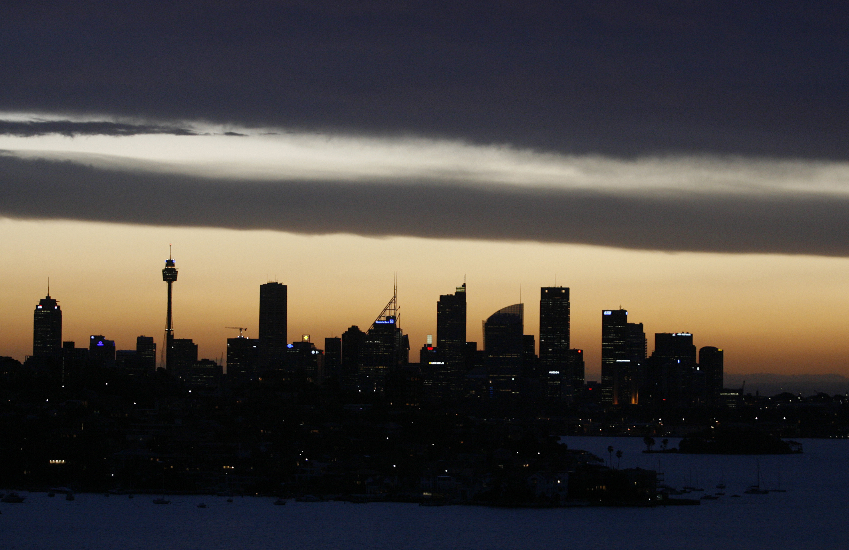The skyline is seen at sun set in Sydney