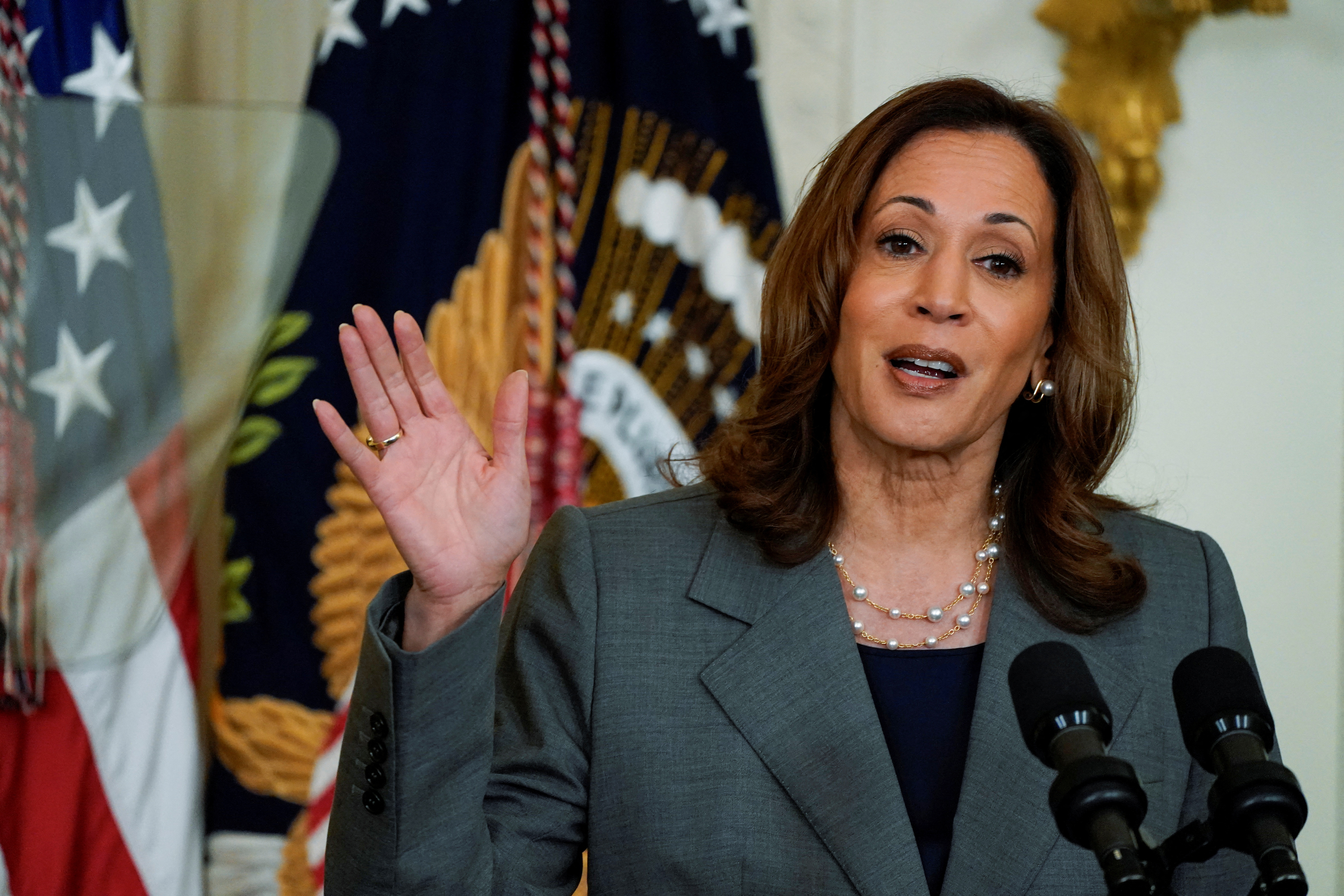 U.S. President Biden and VP Harris deliver remarks on gun violence, at the White House