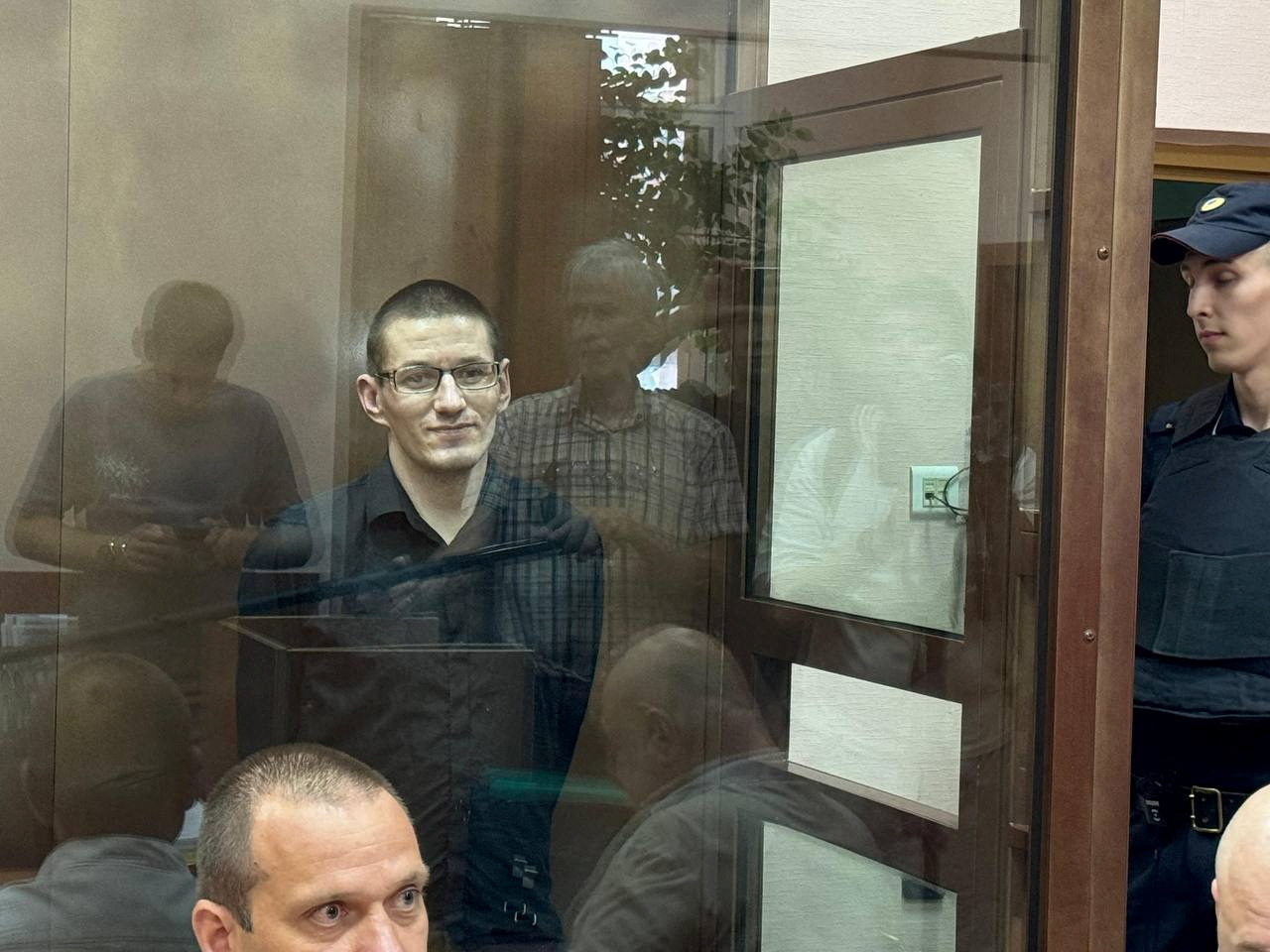 U.S. citizen Robert Woodland attends a court hearing in Moscow