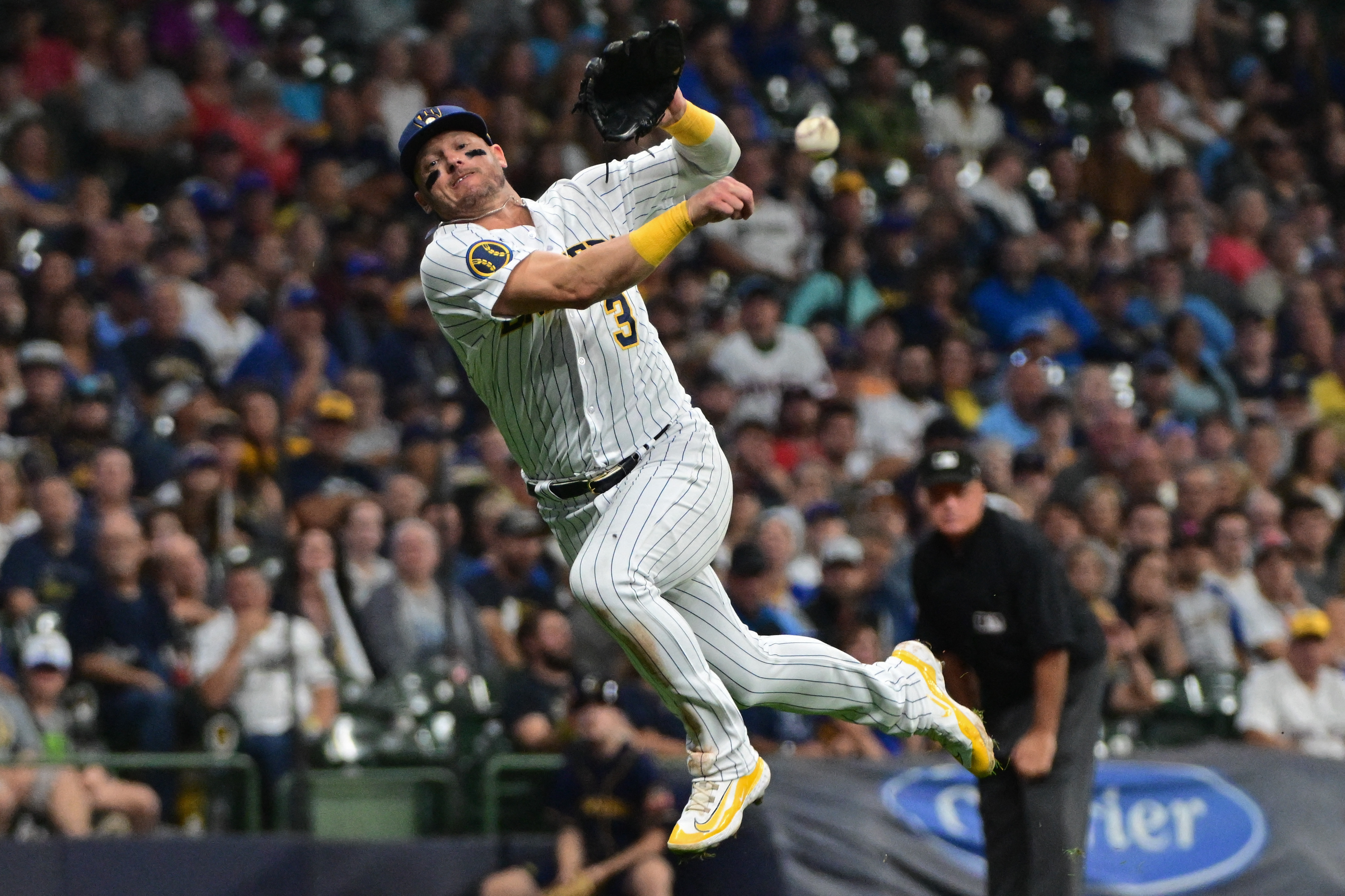 Milwaukee Brewers' Mark Canha hits a single during the sixth inning of a  baseball game against the Washington Nationals Sunday, Sept. 17, 2023, in  Milwaukee. (AP Photo/<orry Gash Stock Photo - Alamy