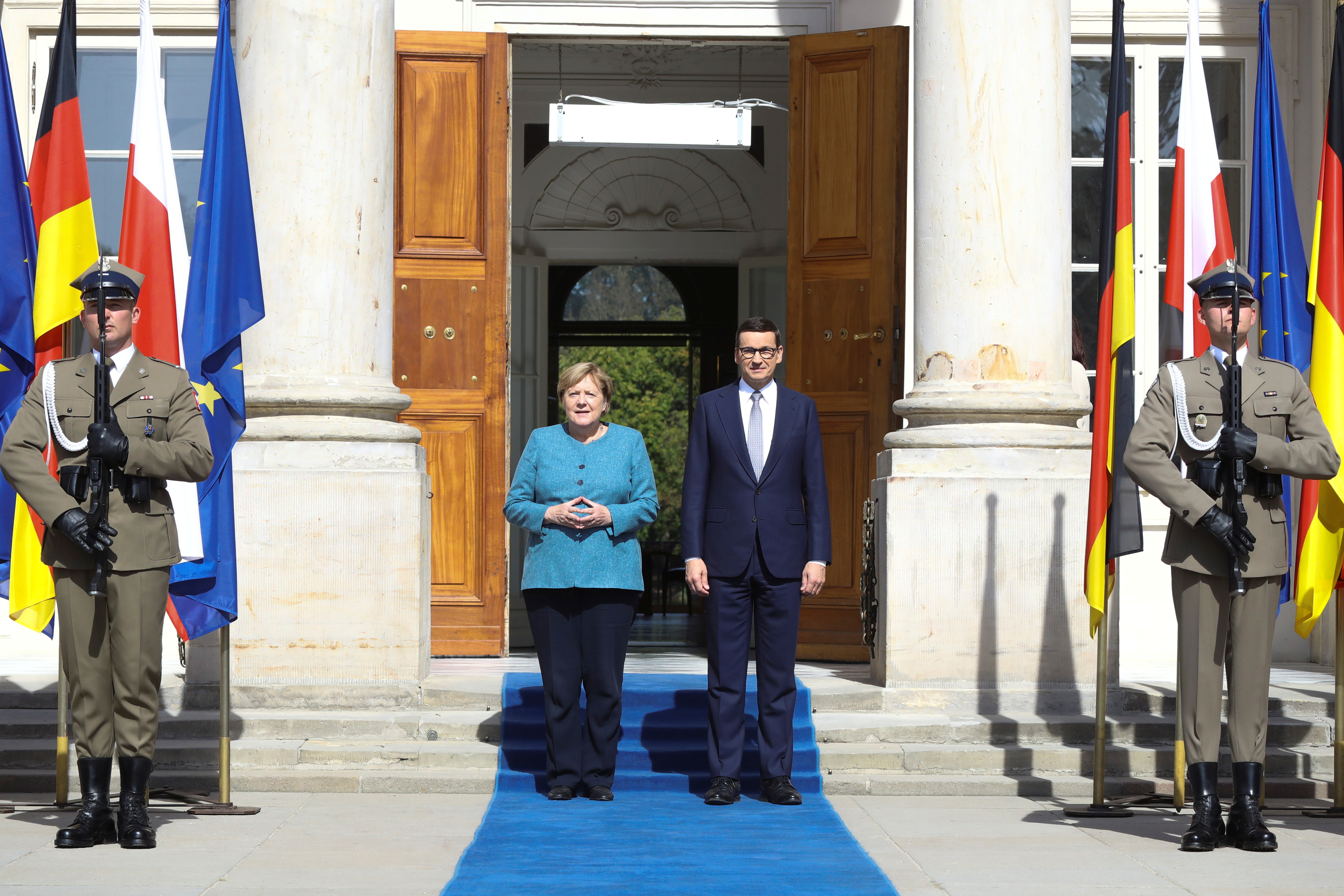 German Chancellor Merkel meets with Polish PM Morawiecki, in Warsaw