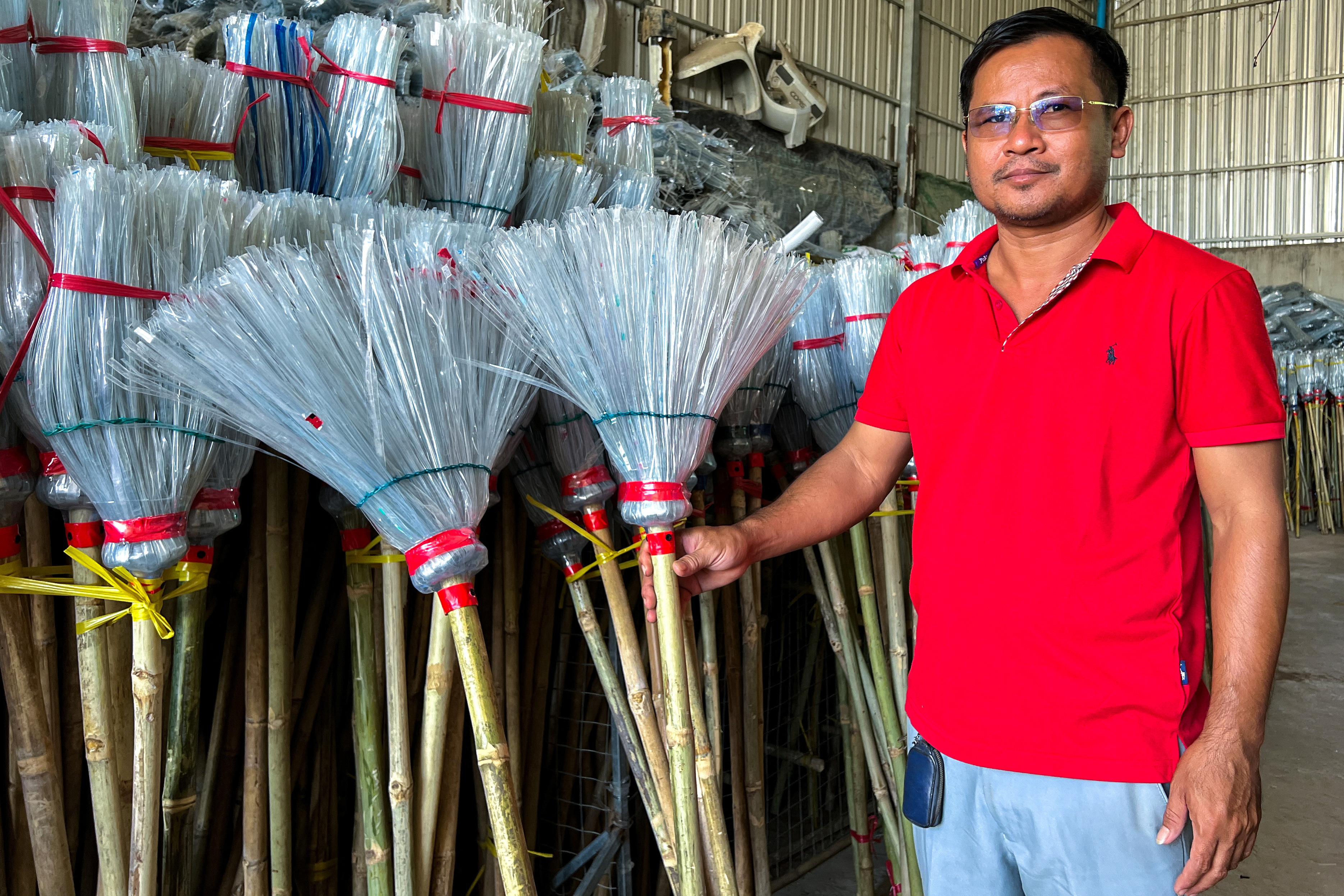 Spinning plastic into broomsticks: Cambodians on mission to reduce waste