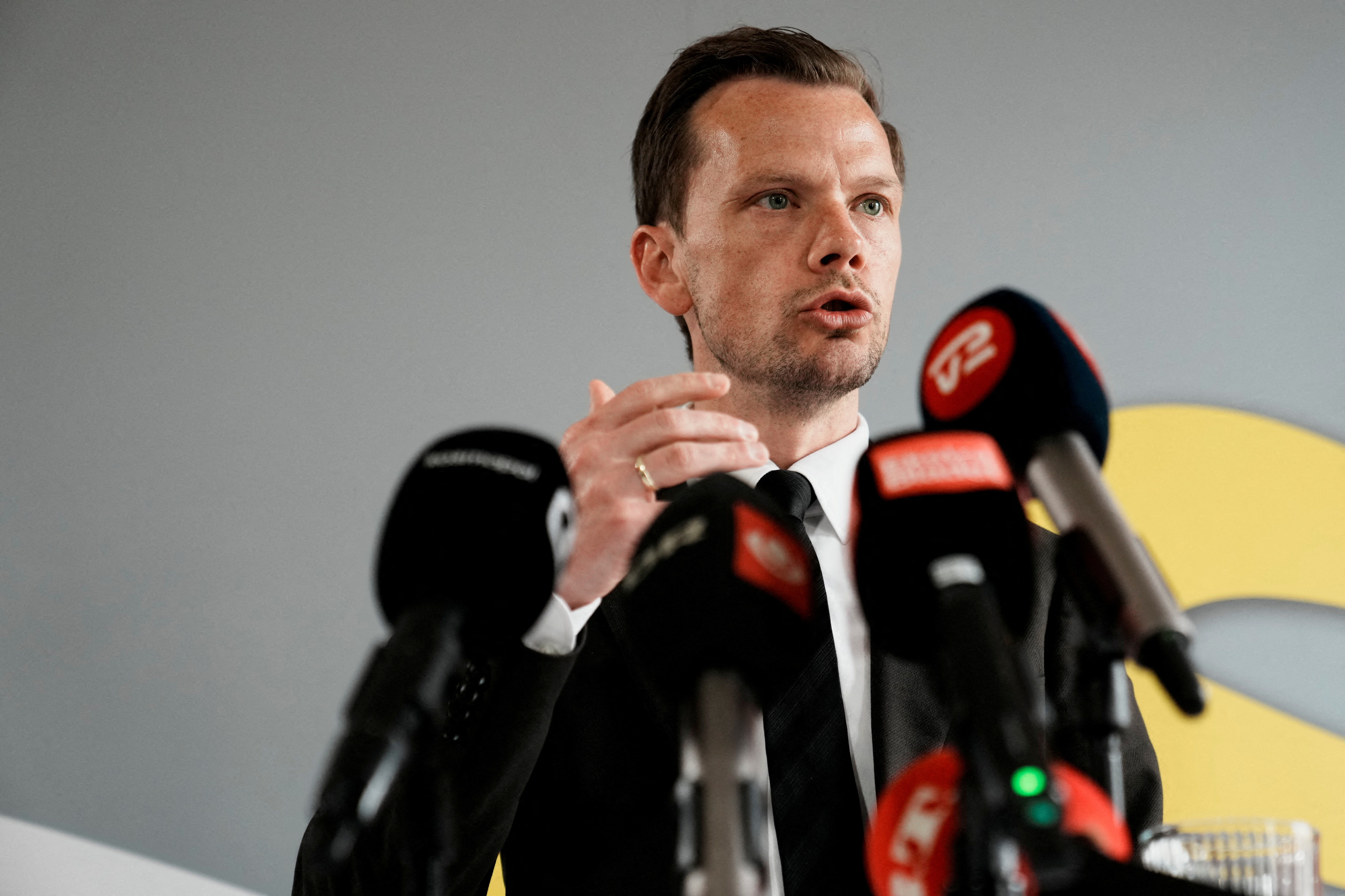 Danish Justice Minister Hummelgaard attends press conference in Copenhagen