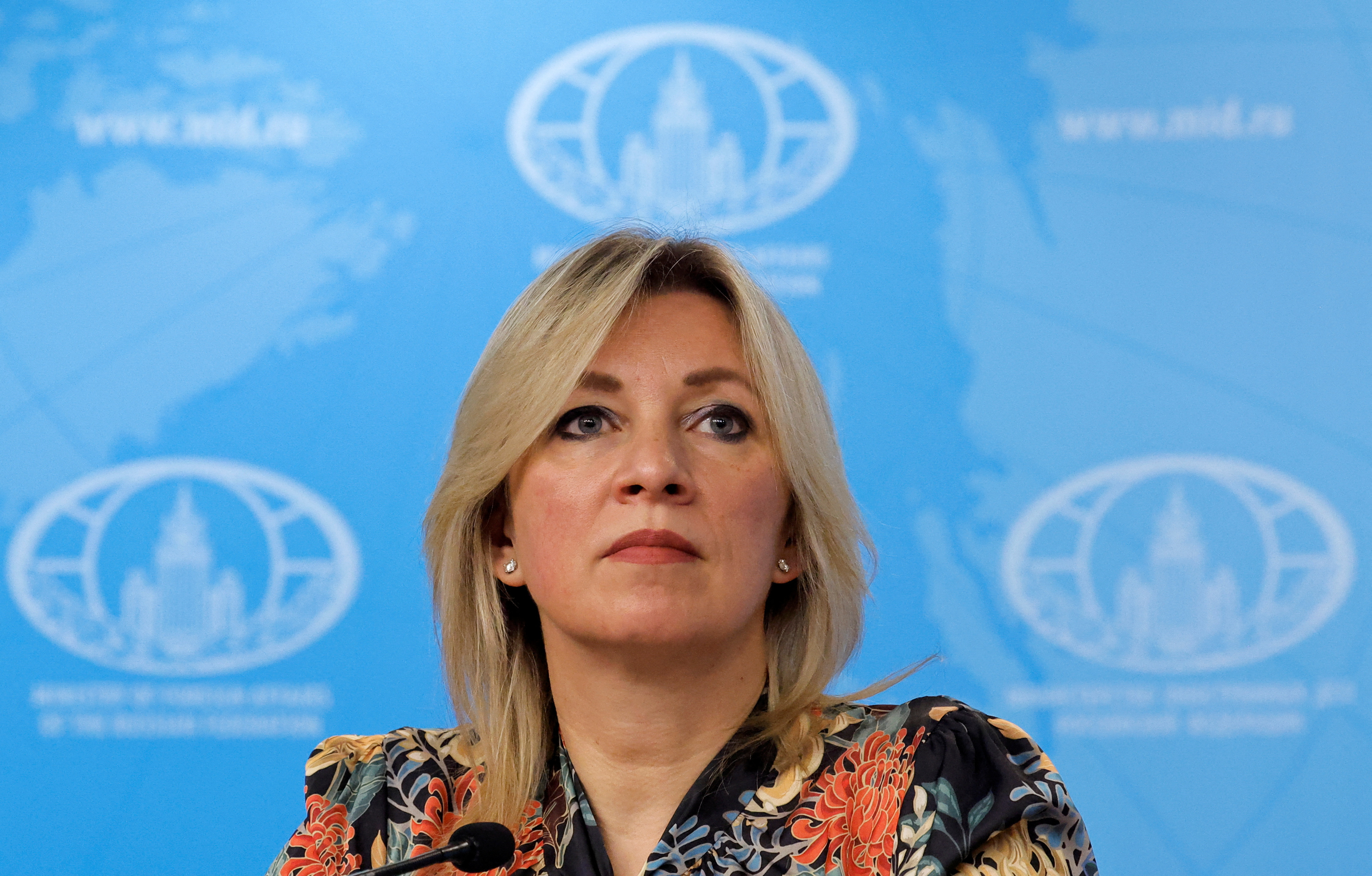 Russian Foreign Ministry spokeswoman Zakharova attends a news conference in Moscow