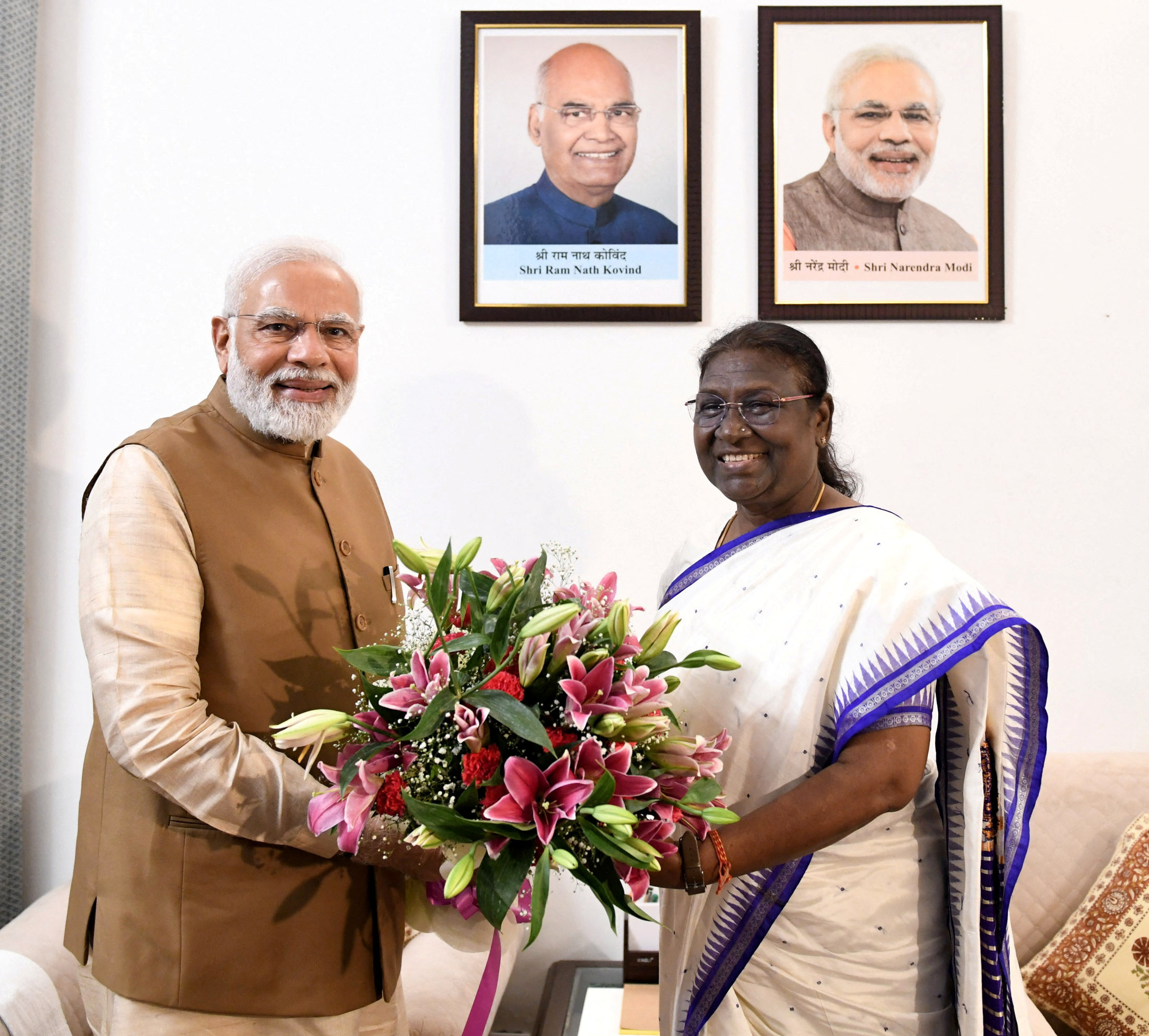 India's PM Modi congratulates Droupadi Murmu after she was elected as the country's first president from the tribal community, in New Delhi