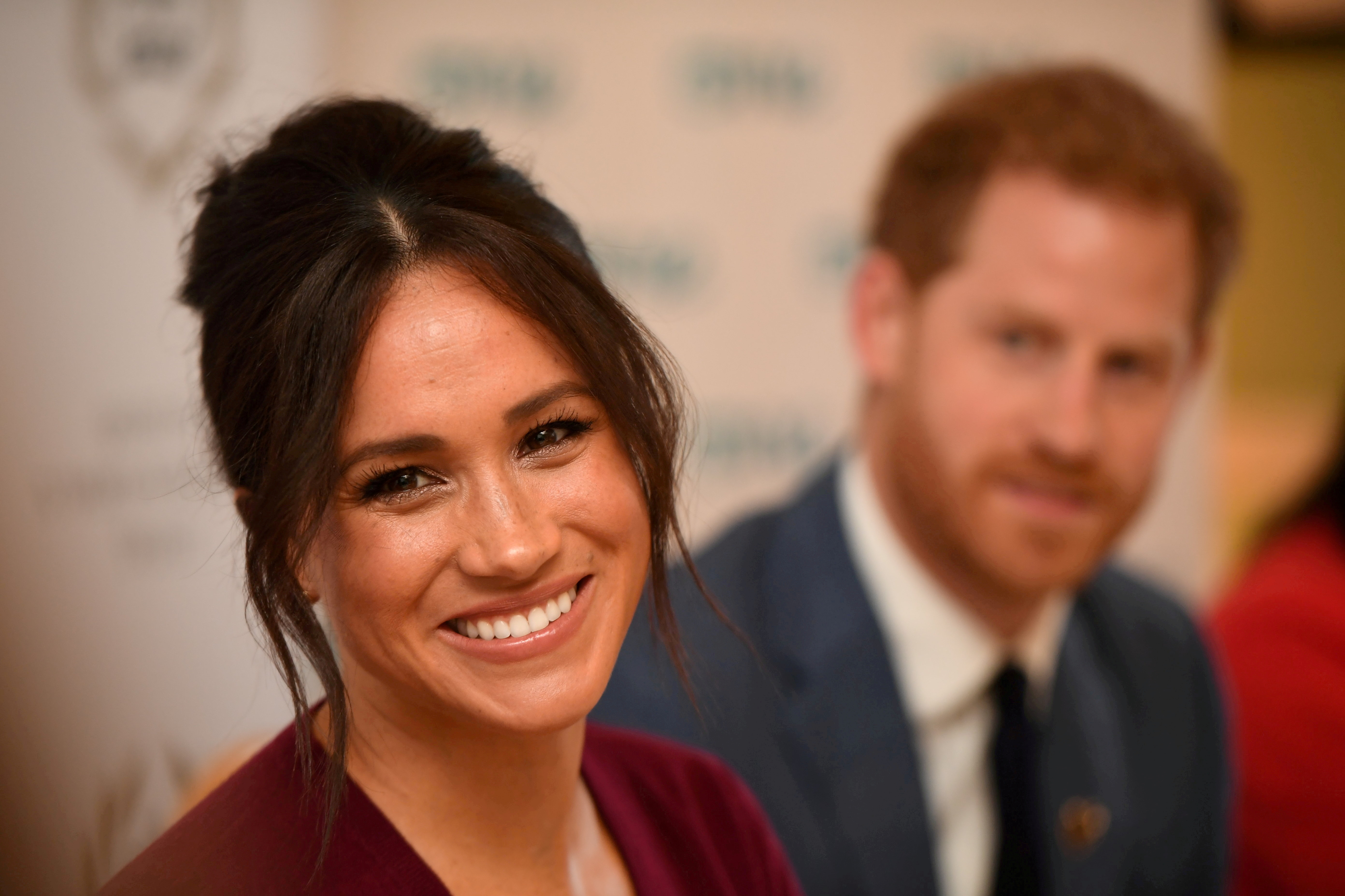 Britain's Meghan, the Duchess of Sussex, and Prince Harry, Duke of Sussex, attend a roundtable discussion on gender equality at Windsor Castle, Windsor, Britain October 25, 2019. Jeremy Selwyn/Pool via Reuters/File Photo