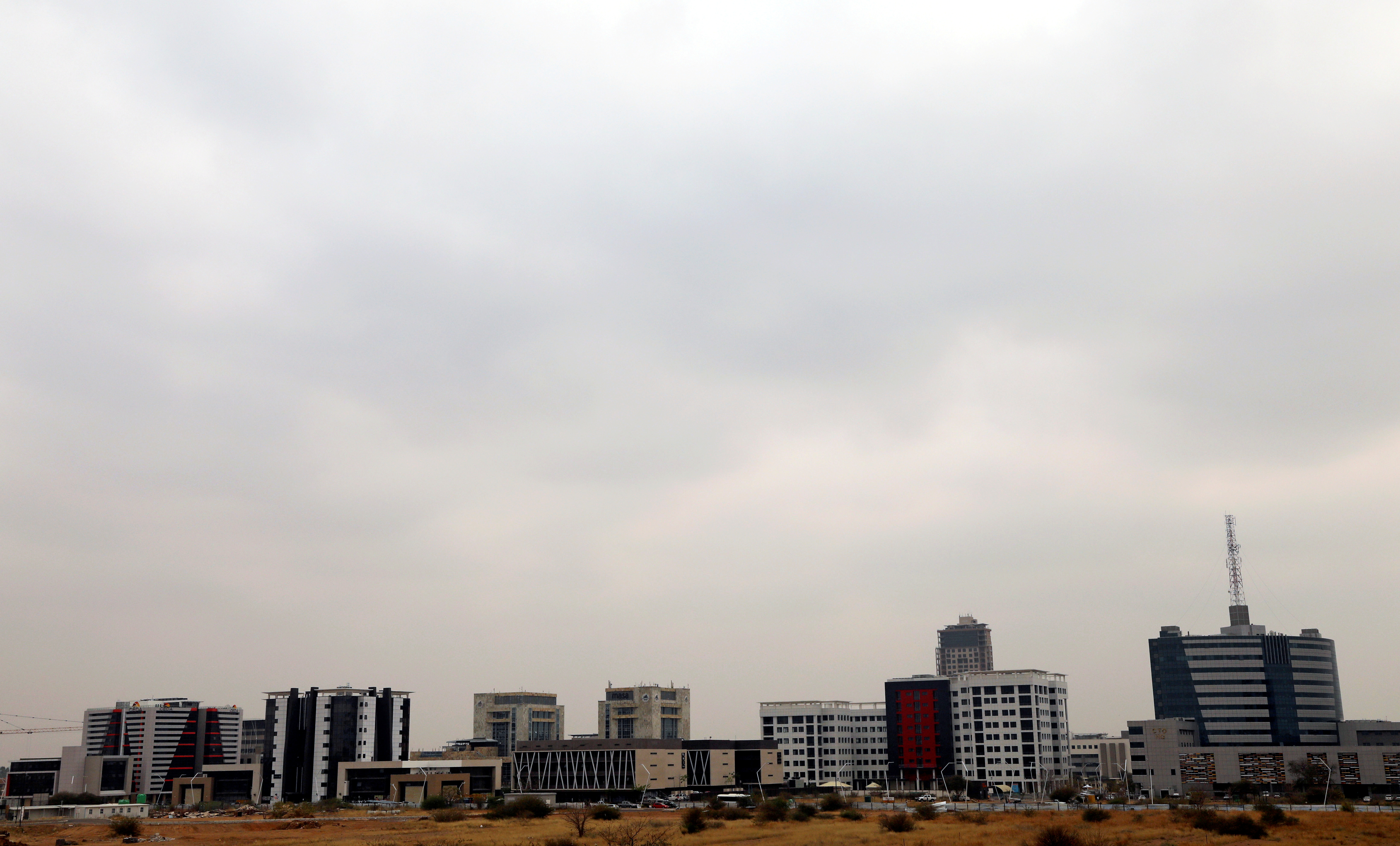 Buildings are seen in the Central Business District (CBD) in the capital Gaborone, Botswana