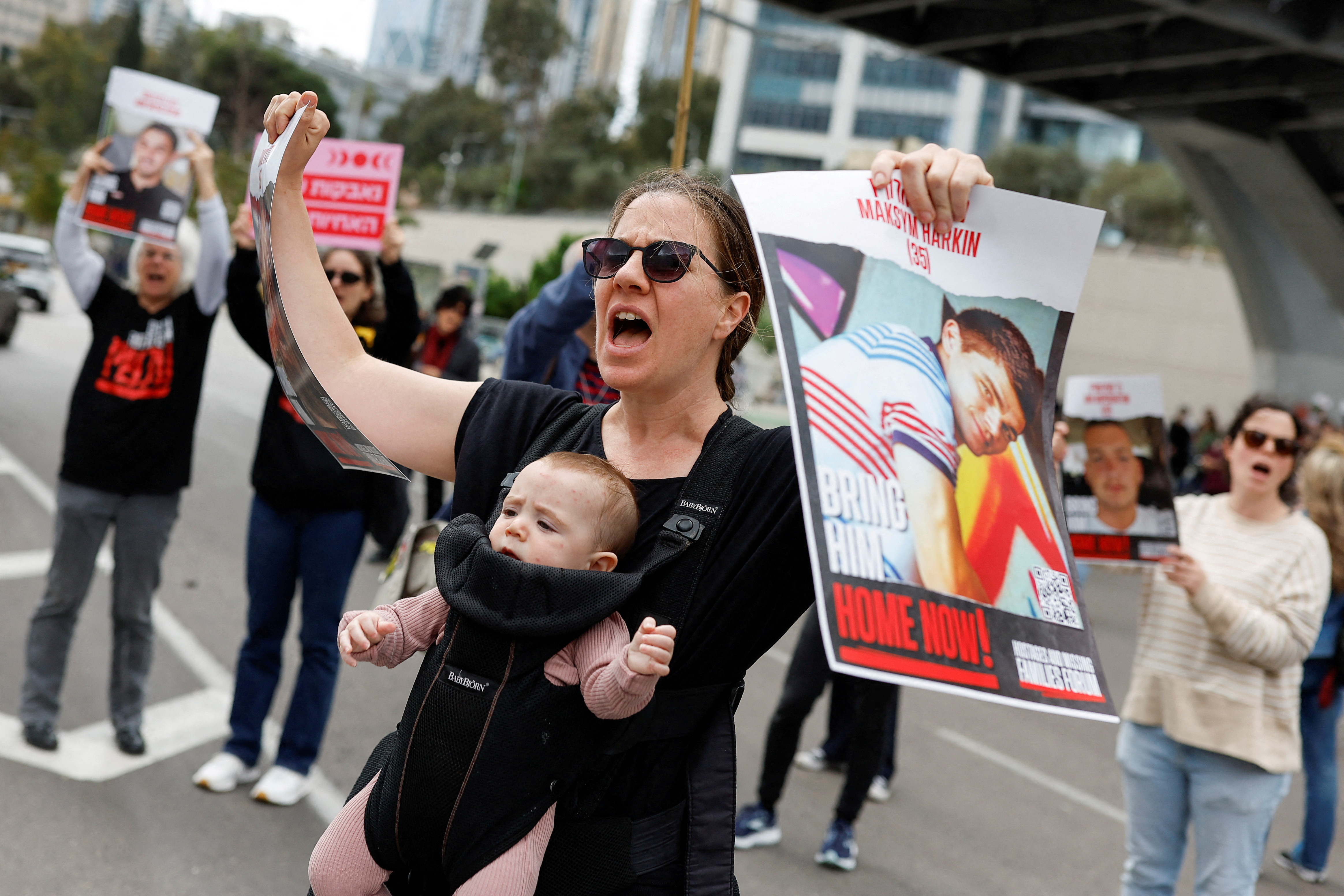 Protest calling for the release of hostages kidnapped in the deadly October 7 attack on Israel by Hamas, in Tel Aviv