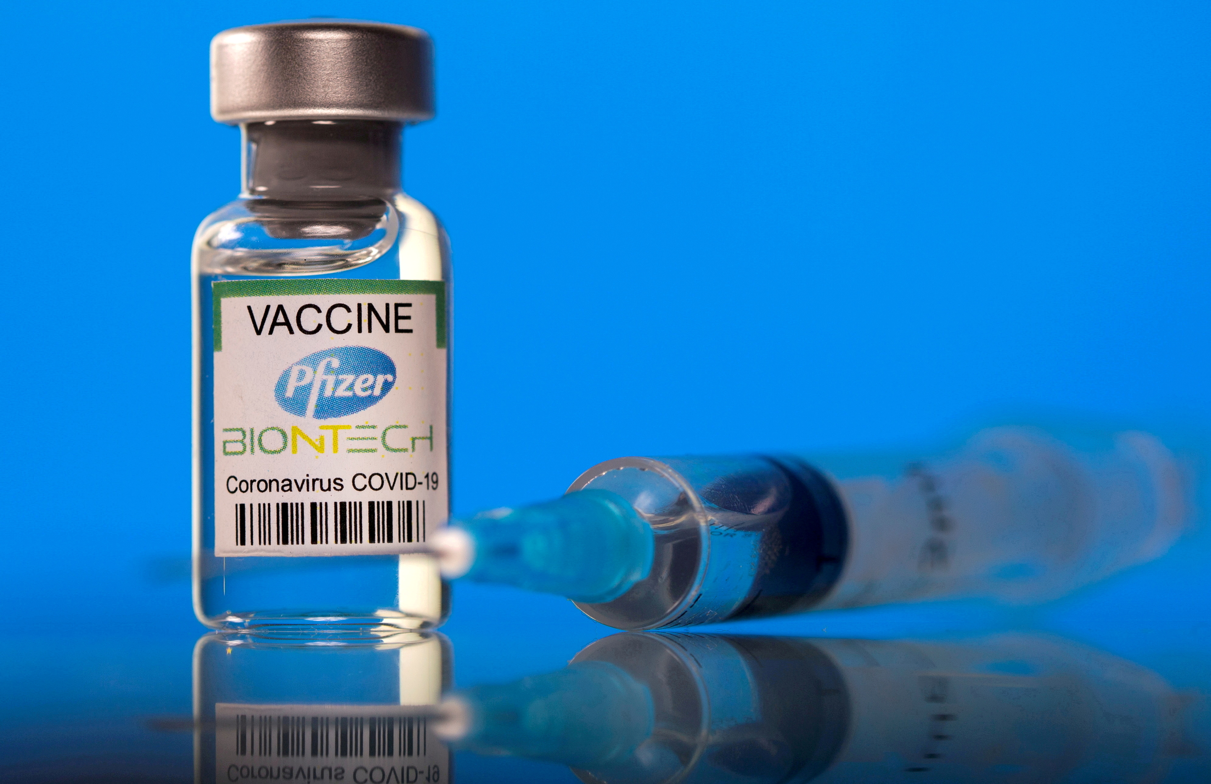OMFILE PHOTO: Picture illustration of a vial labelled with the Pfizer-BioNTech coronavirus disease (COVID-19) vaccine