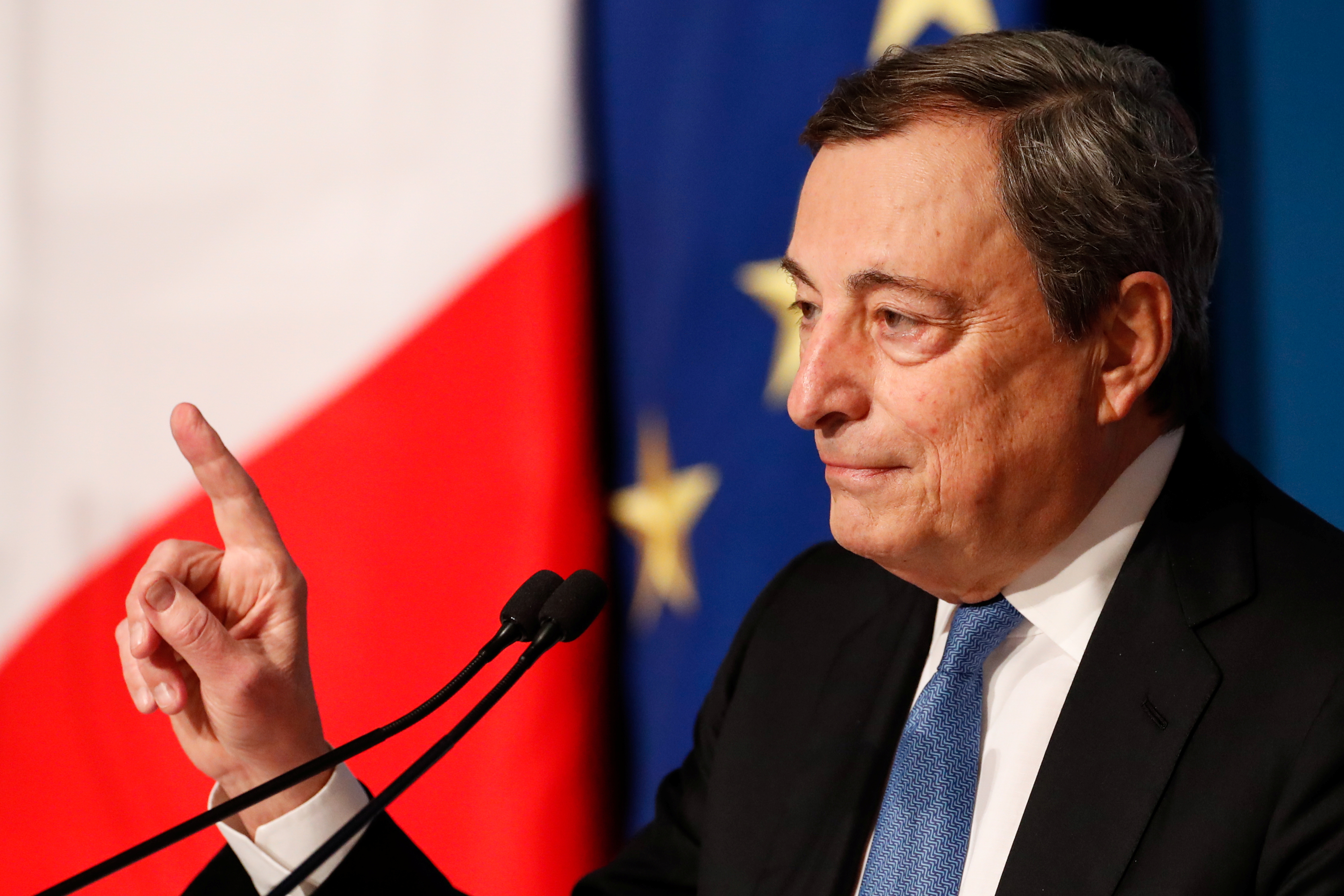 Italian Prime Minister Mario Draghi holds his end-of-year news conference in Rome