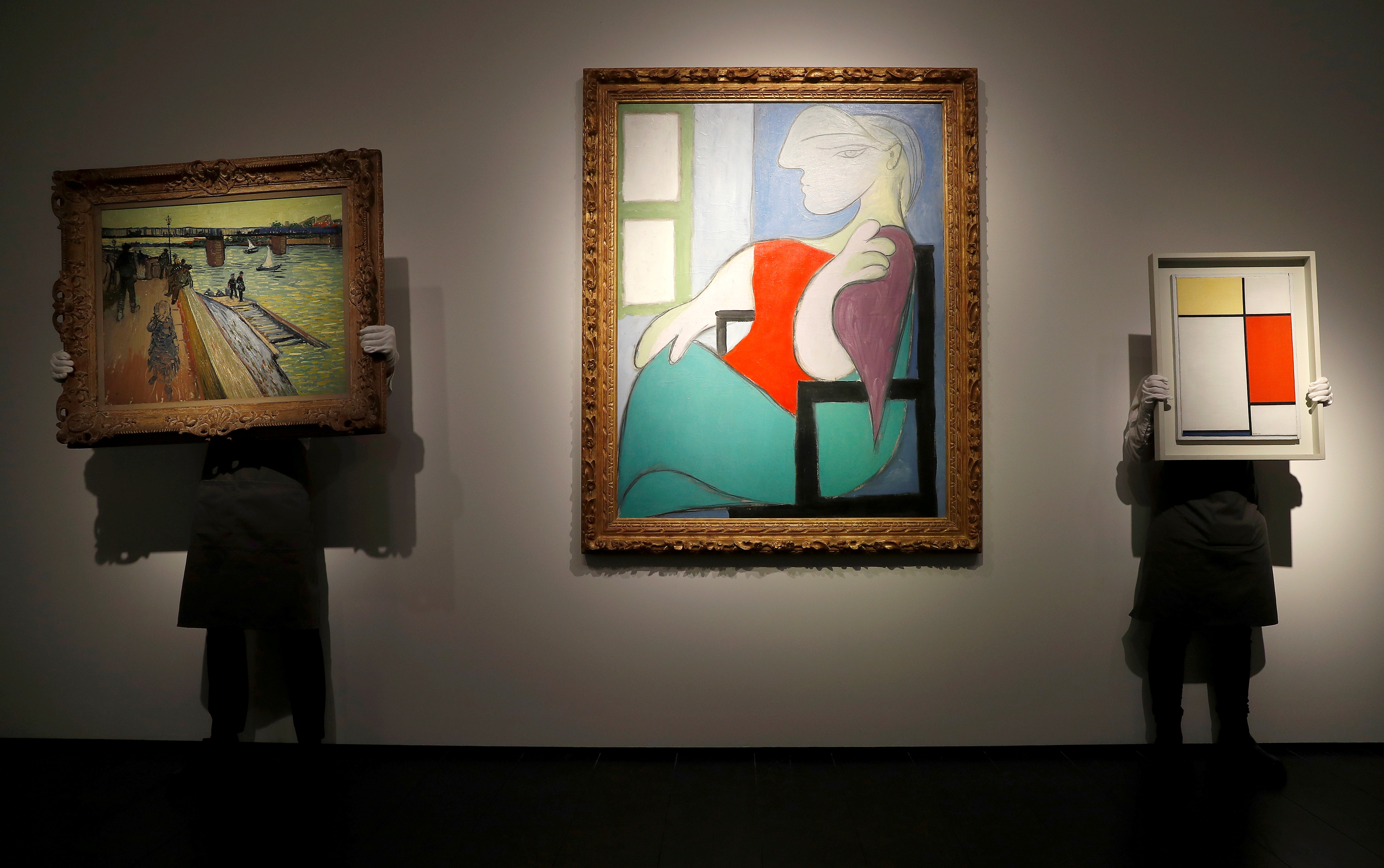 Artworks go on show ahead of Christie's New York spring season of evening sales, in London