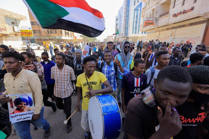 Rally against a signed framework deal between political parties and the military, in Khartoum