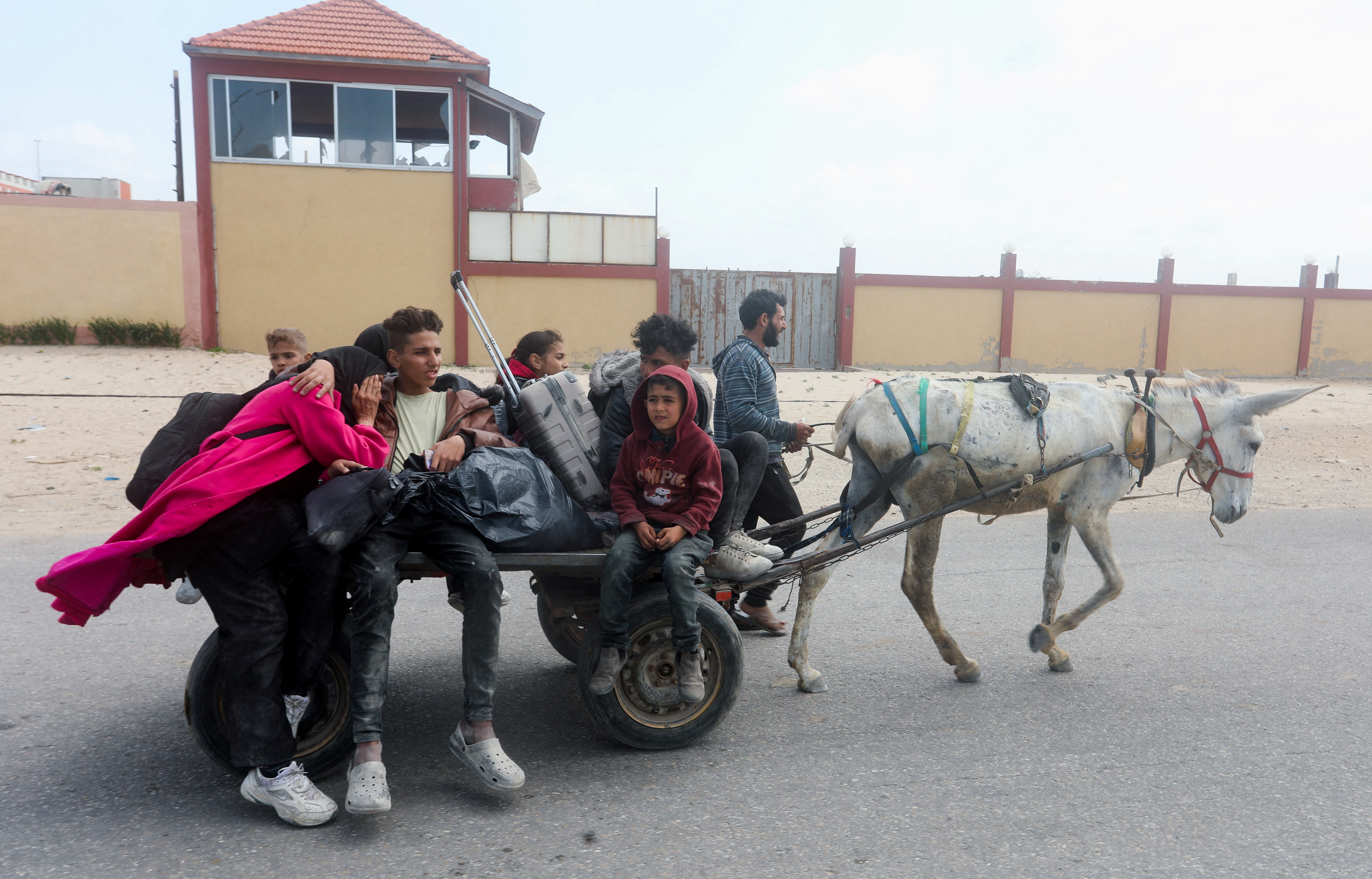 Palestinians fleeing north Gaza after Israeli troops raided Al Shifa hospital, move southward, in the central Gaza Strip
