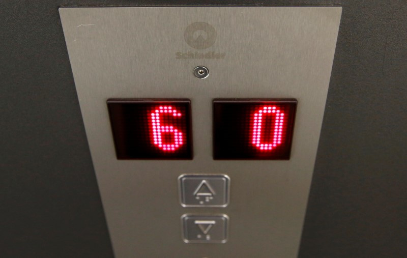 Logo of Swiss manufacturer Schindler is seen at an elevator in Zurich