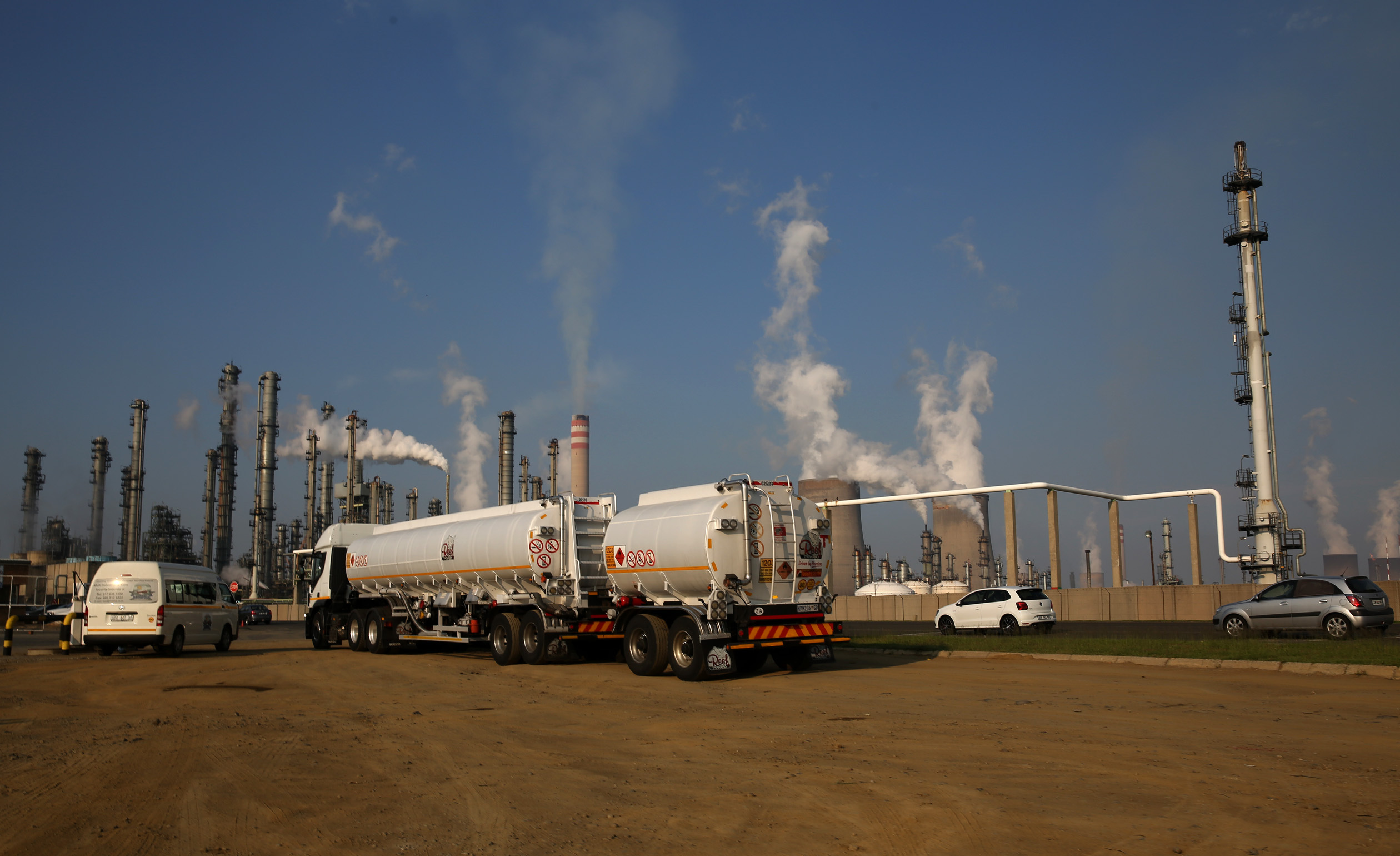 MA truck is seen at South African petro-chemical company Sasol's synthetic fuel plant