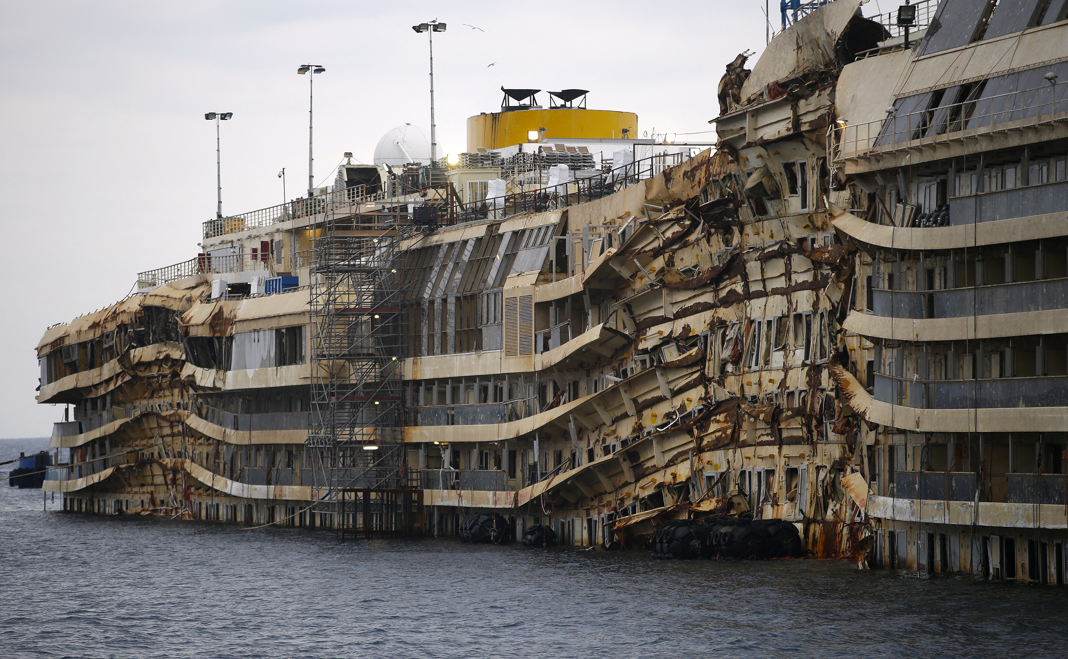The cruise liner Costa Concordia is seen during the 