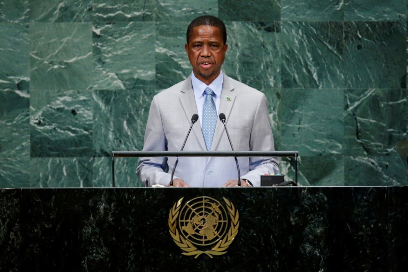 Zambia's President Chagwa Lungu addresses the United Nations General Assembly in New York