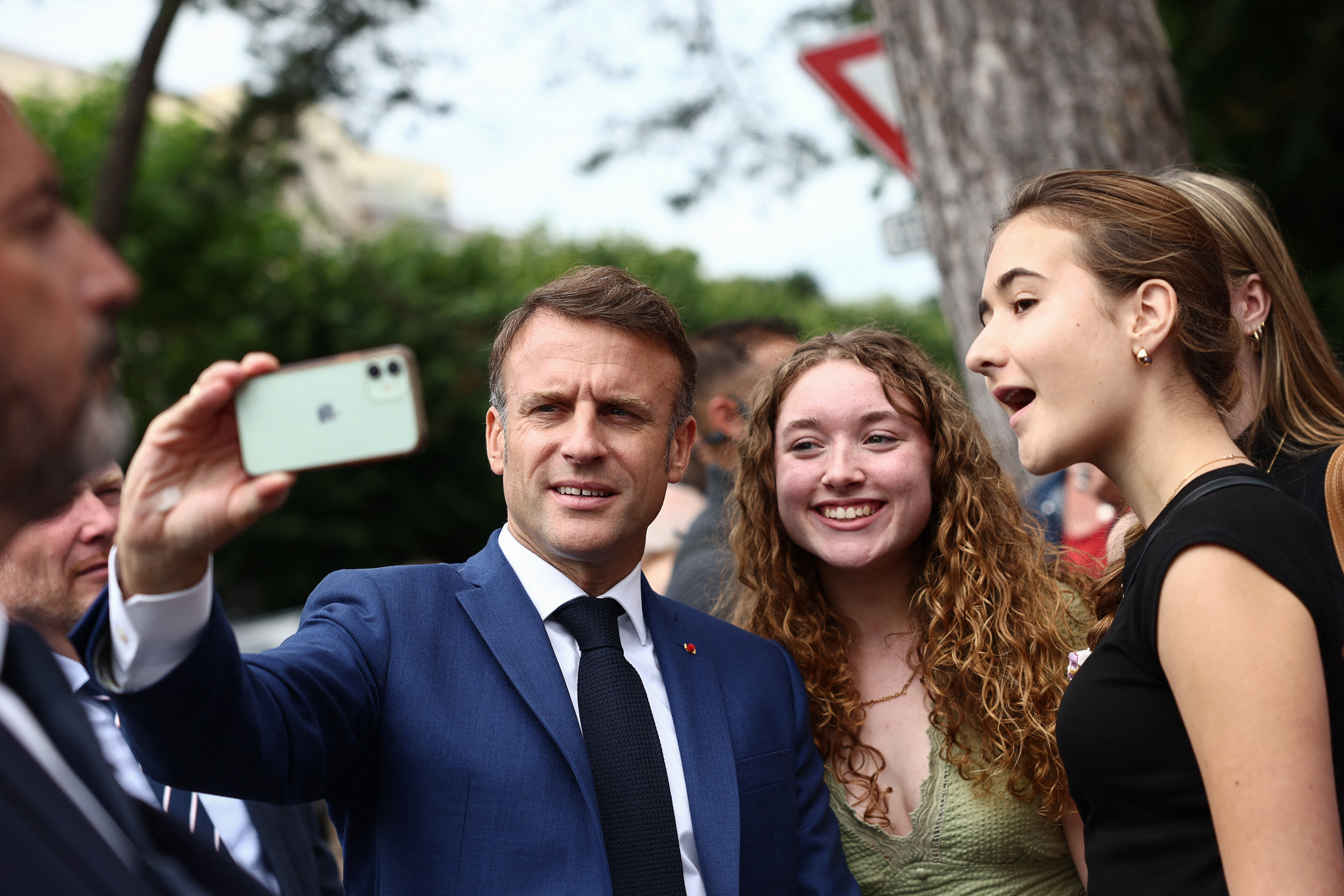 French President Macron votes in the first round of the 2024 snap legislative elections