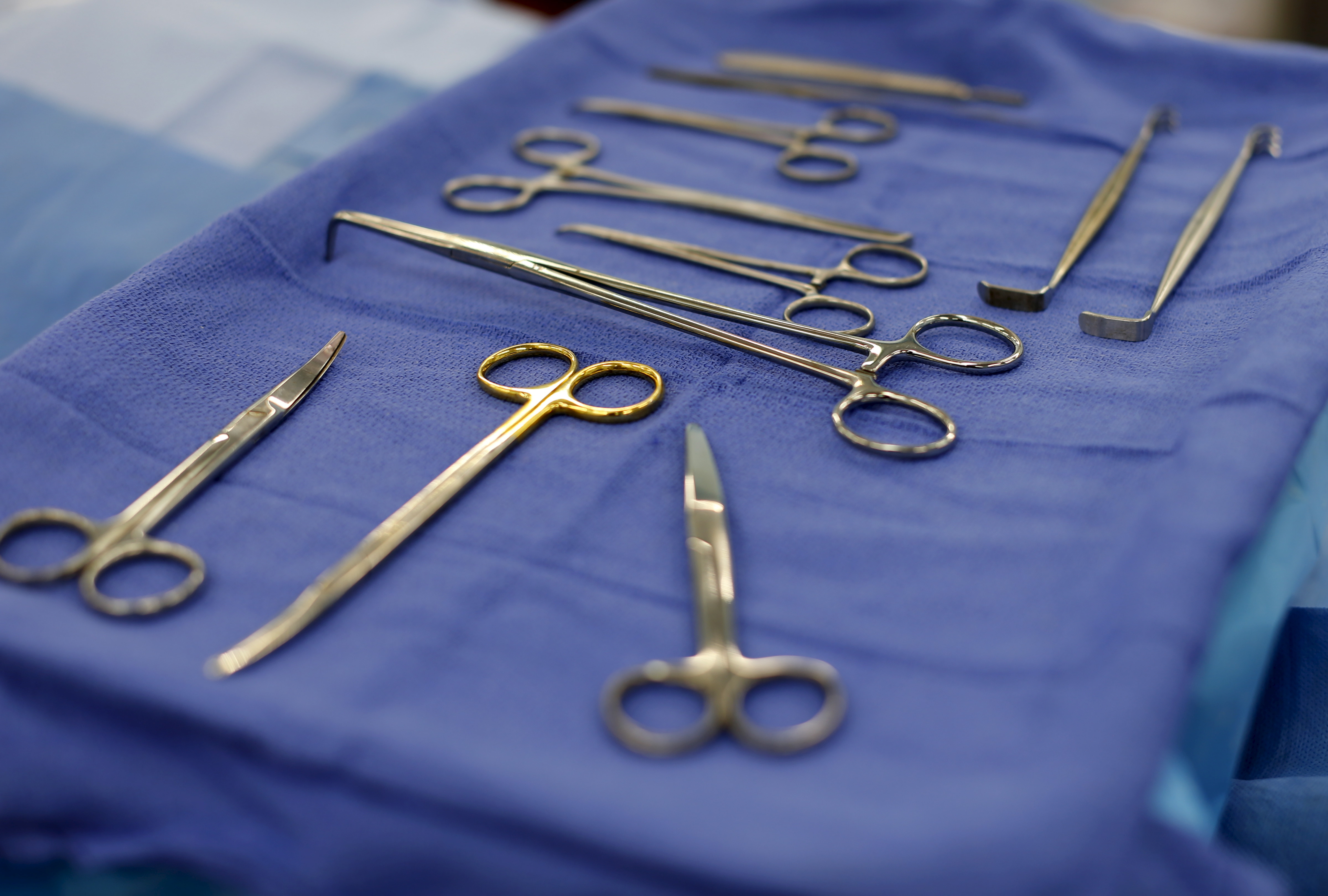 Surgical instruments are shown inside one of 8 operating rooms aboard the hospital ship USNS Mercy (T-AH 19) prior to its departure from Naval Base San Diego