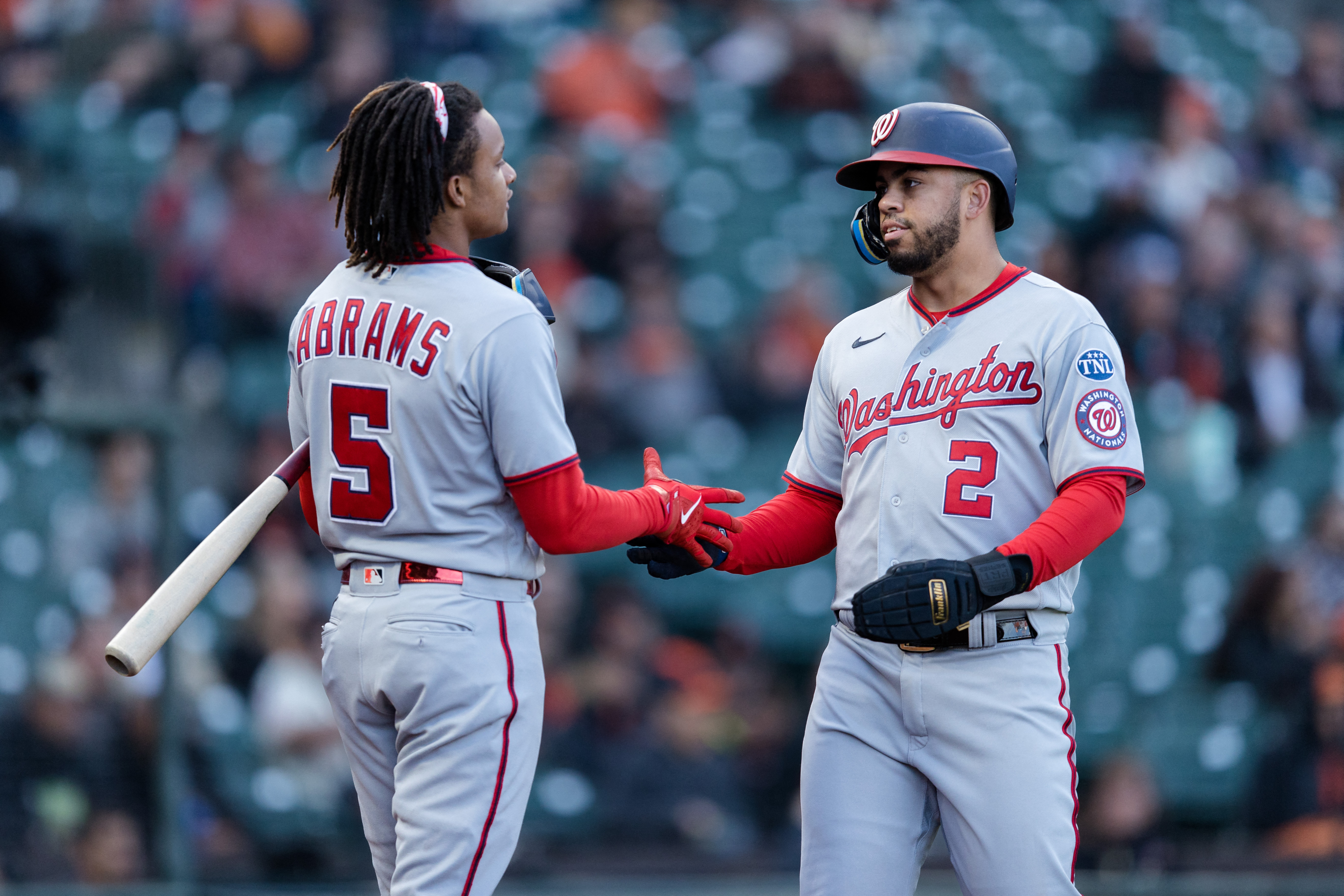 Abrams, Thomas homer, rookie Jake Irvin strikes out 9 as Nationals defeat  Giants 5-3 - The San Diego Union-Tribune