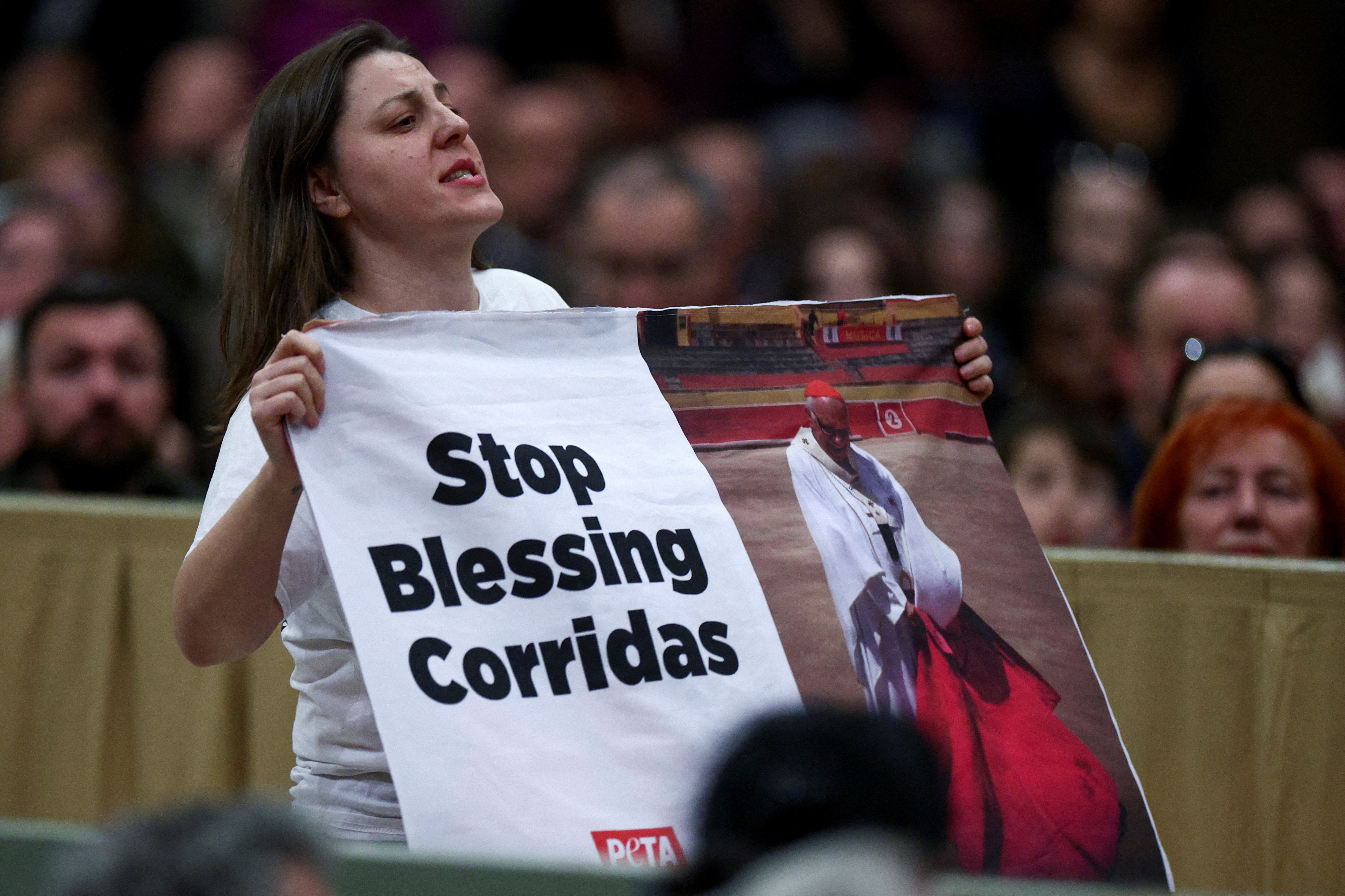 Pope Francis attends the Vespers prayer service at St Paul's Basilica in Rome
