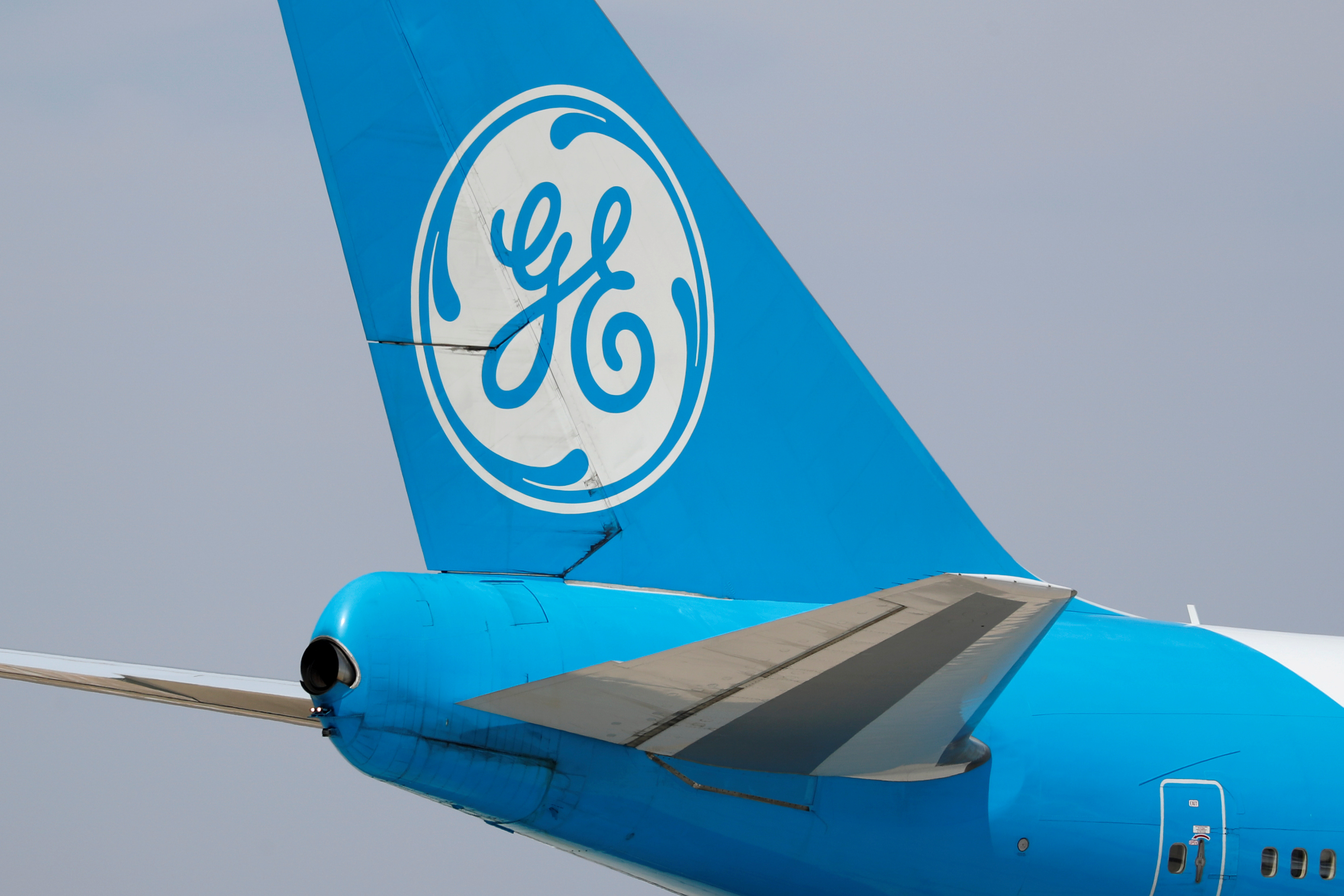 A General Electric  aircraft used for testing  jet engines is shown at Victorville Airport in Victorville, California