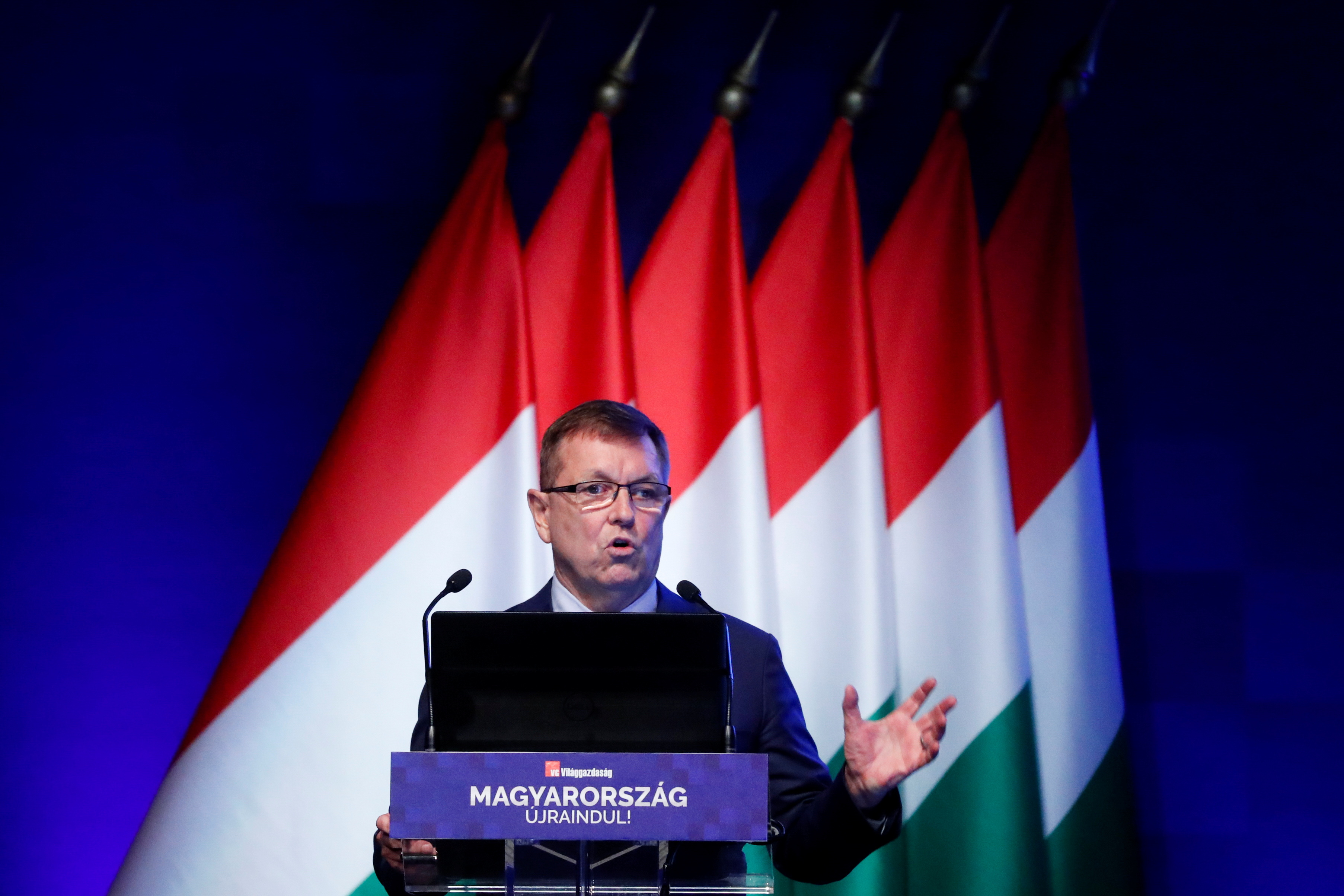 Hungarian Central Bank Governor Matolcsy attends a business conference in Budapest