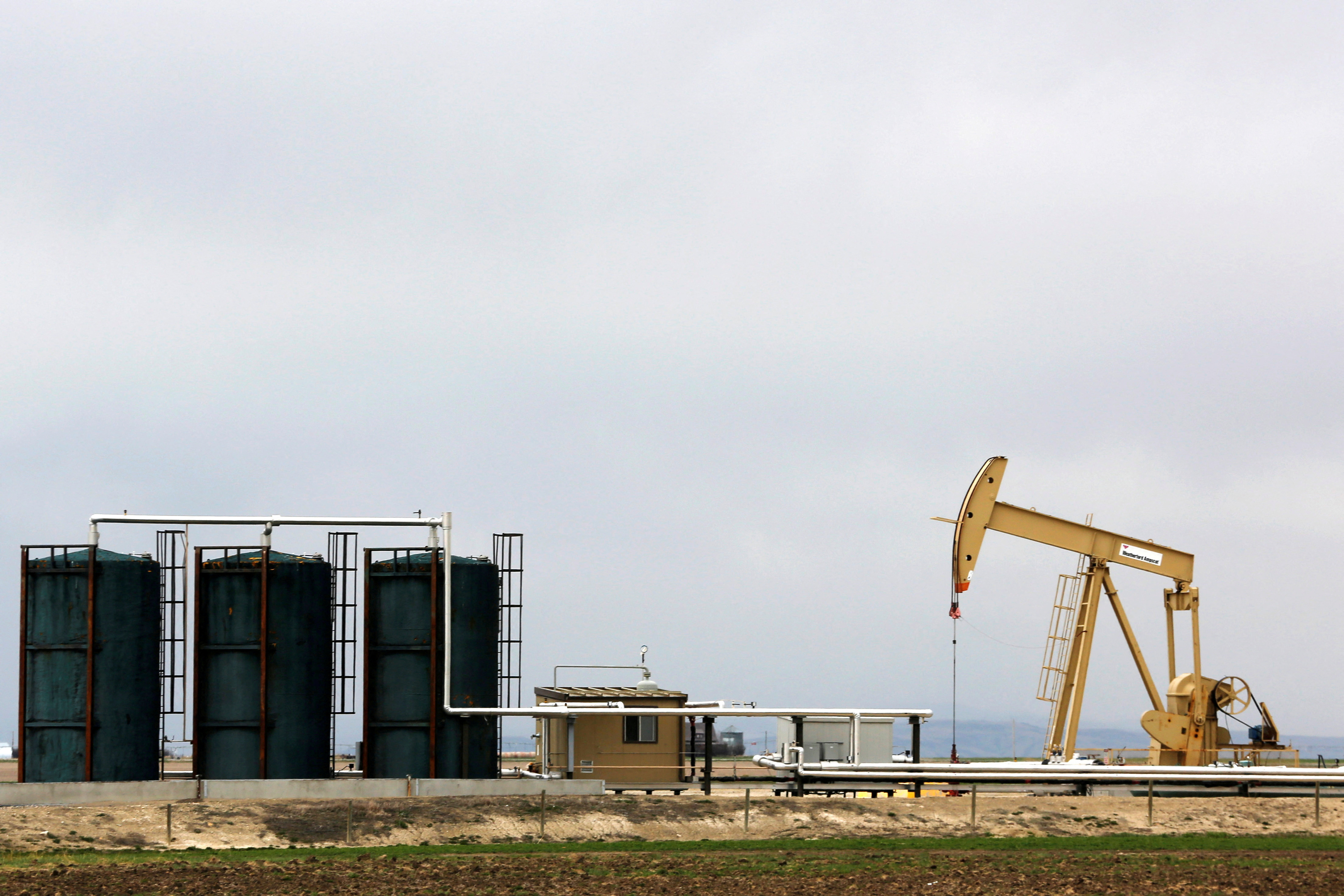 An oil  & gas pump jack in Alberta