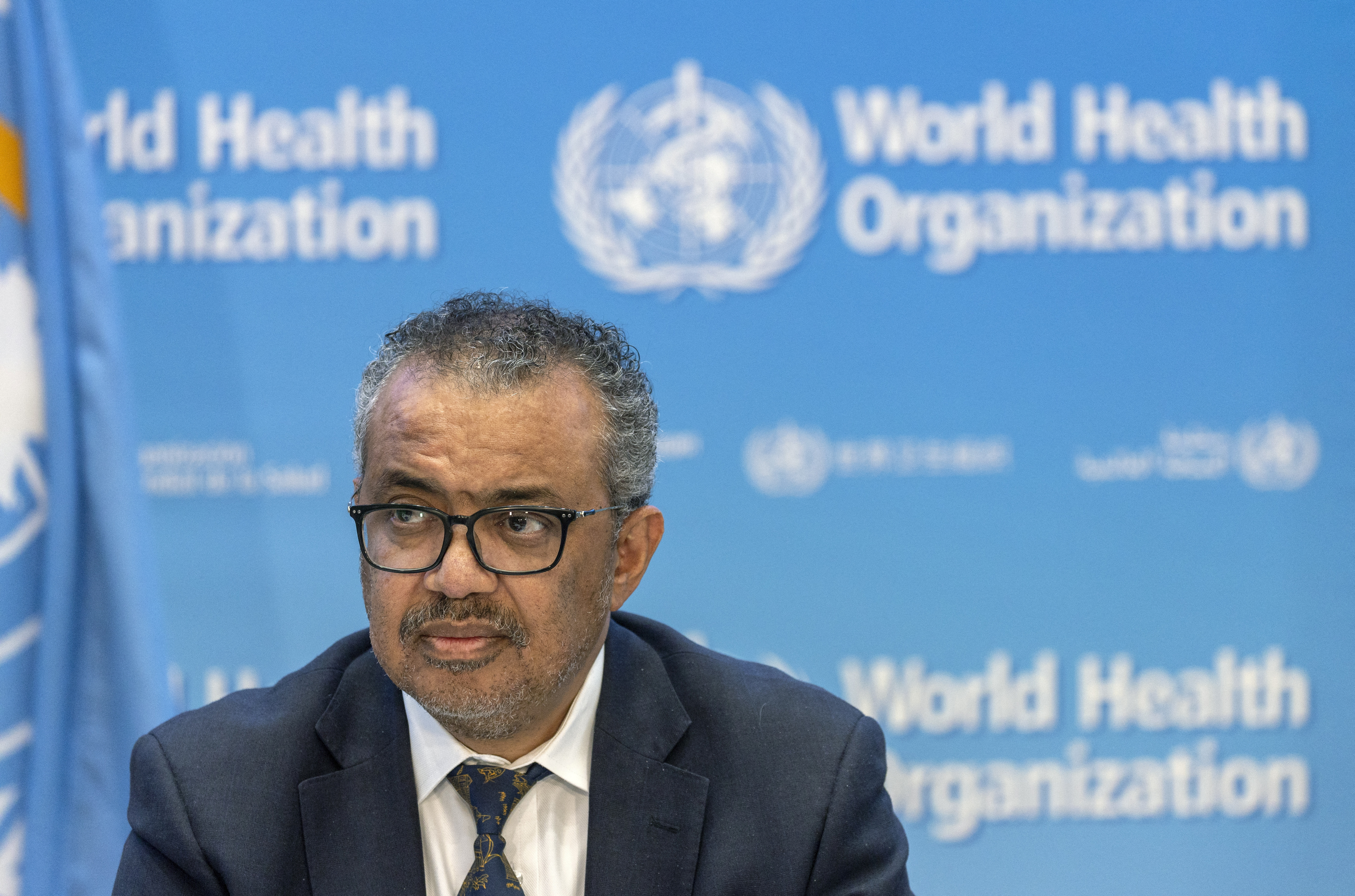 Director-General of the WHO Dr. Tedros Adhanom Ghebreyesus attends an ACANU briefing in Geneva