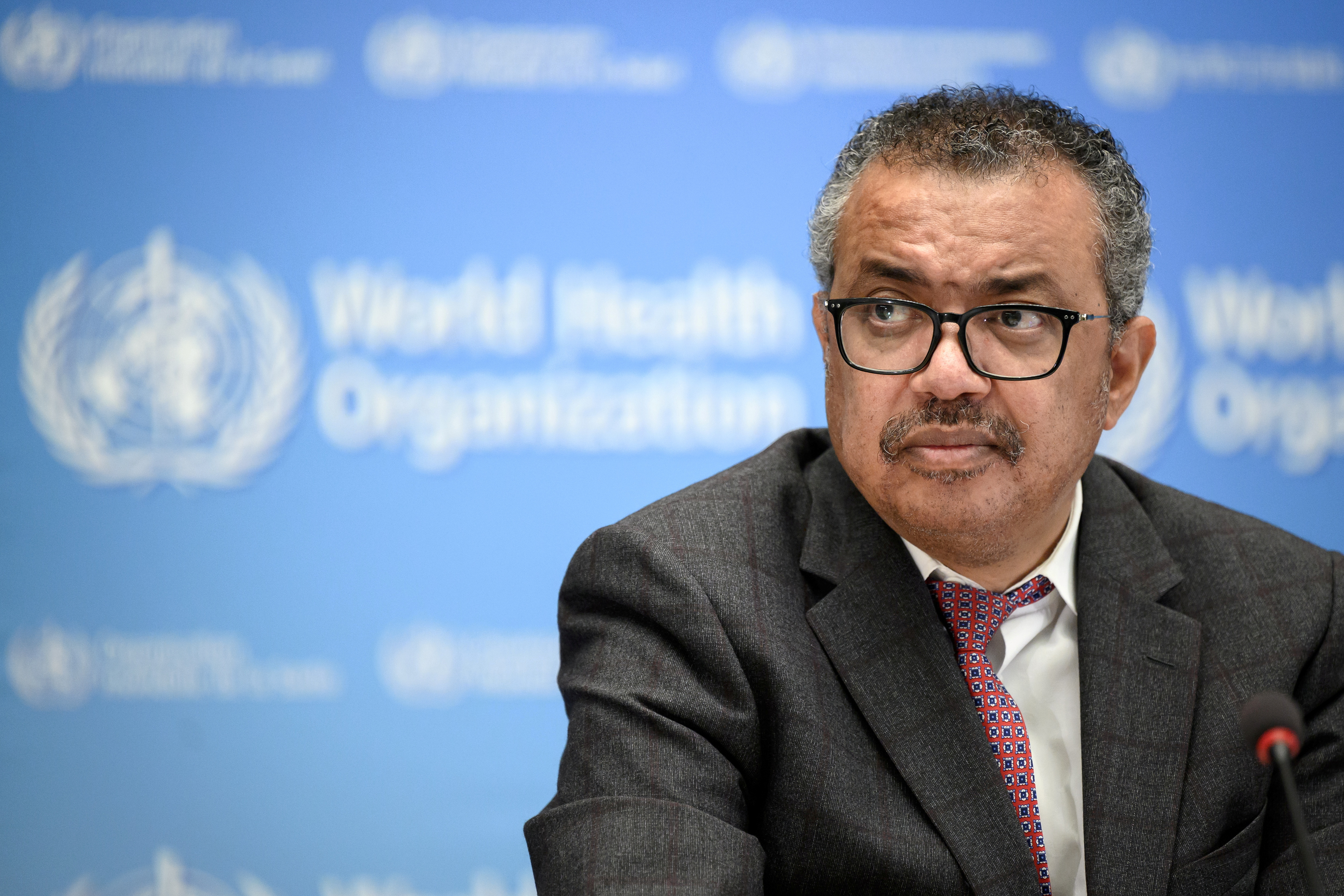 World Health Organization chief Tedros Adhanom Ghebreyesus attends a ceremony to launch a multiyear partnership with Qatar in Geneva