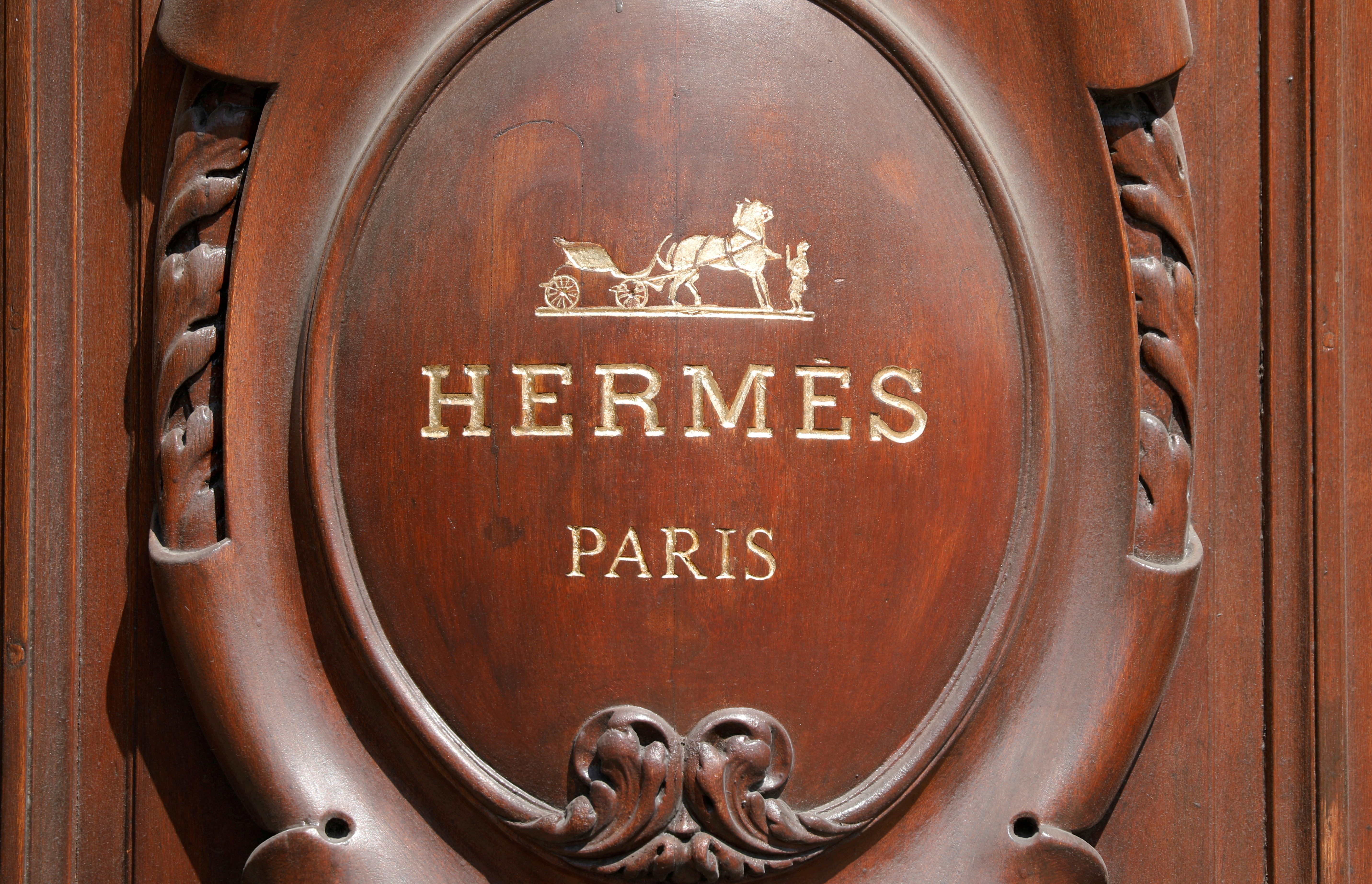 FILE PHOTO: Hermes logo is seen in Paris