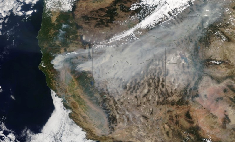 Satellite image shows smoke from Dixie Fire in California