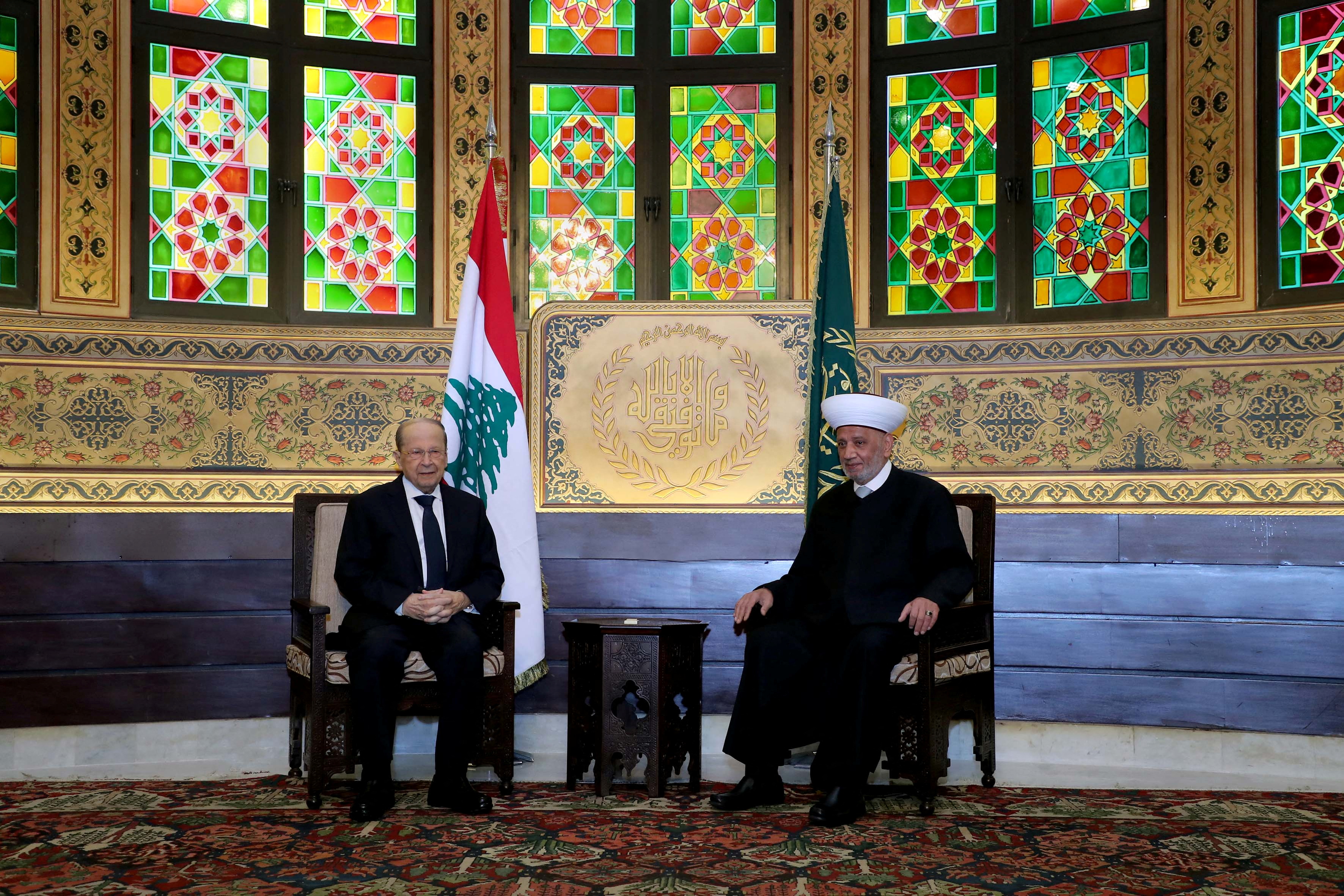 Lebanon's President Michel Aoun meets with Grand Mufti Sheikh Abdul Latif Derian in Beirut