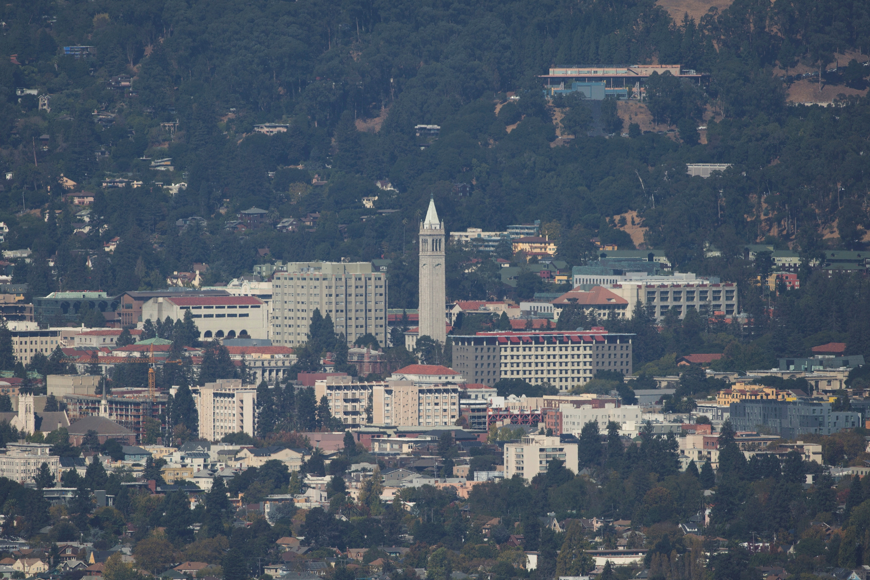 The Sather Tower at the University of California, Berkeley, is seen from Oakland, California