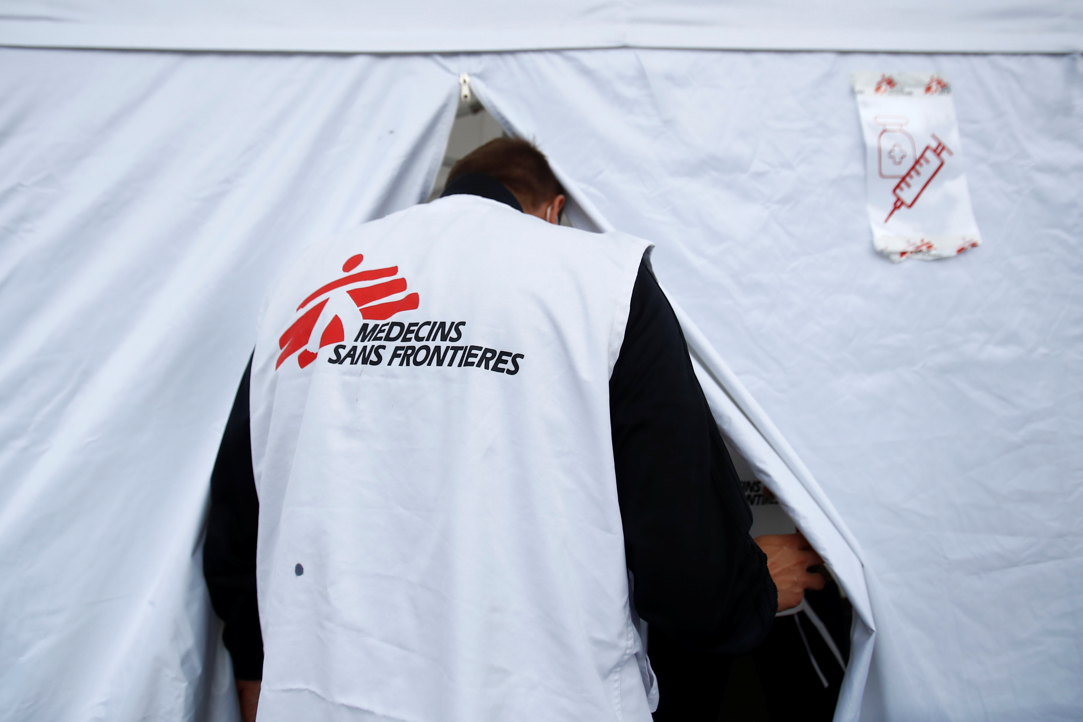 France's Medecins Sans Frontieres (MSF - Doctors Without Borders) vaccinates migrants and homeless people in Paris