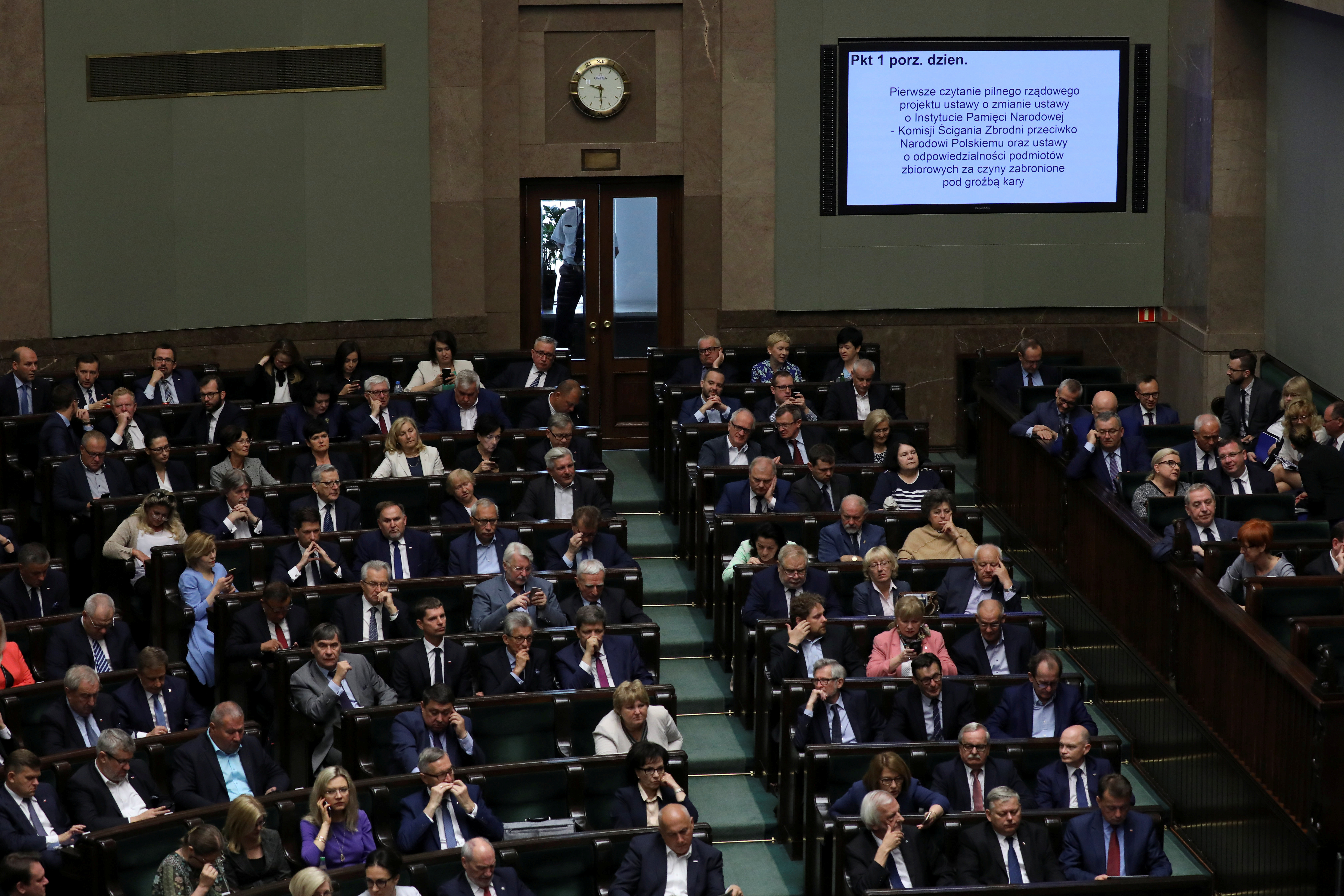 Poland's members of lower house of parliament during debate about Holocaust bill in Warsaw