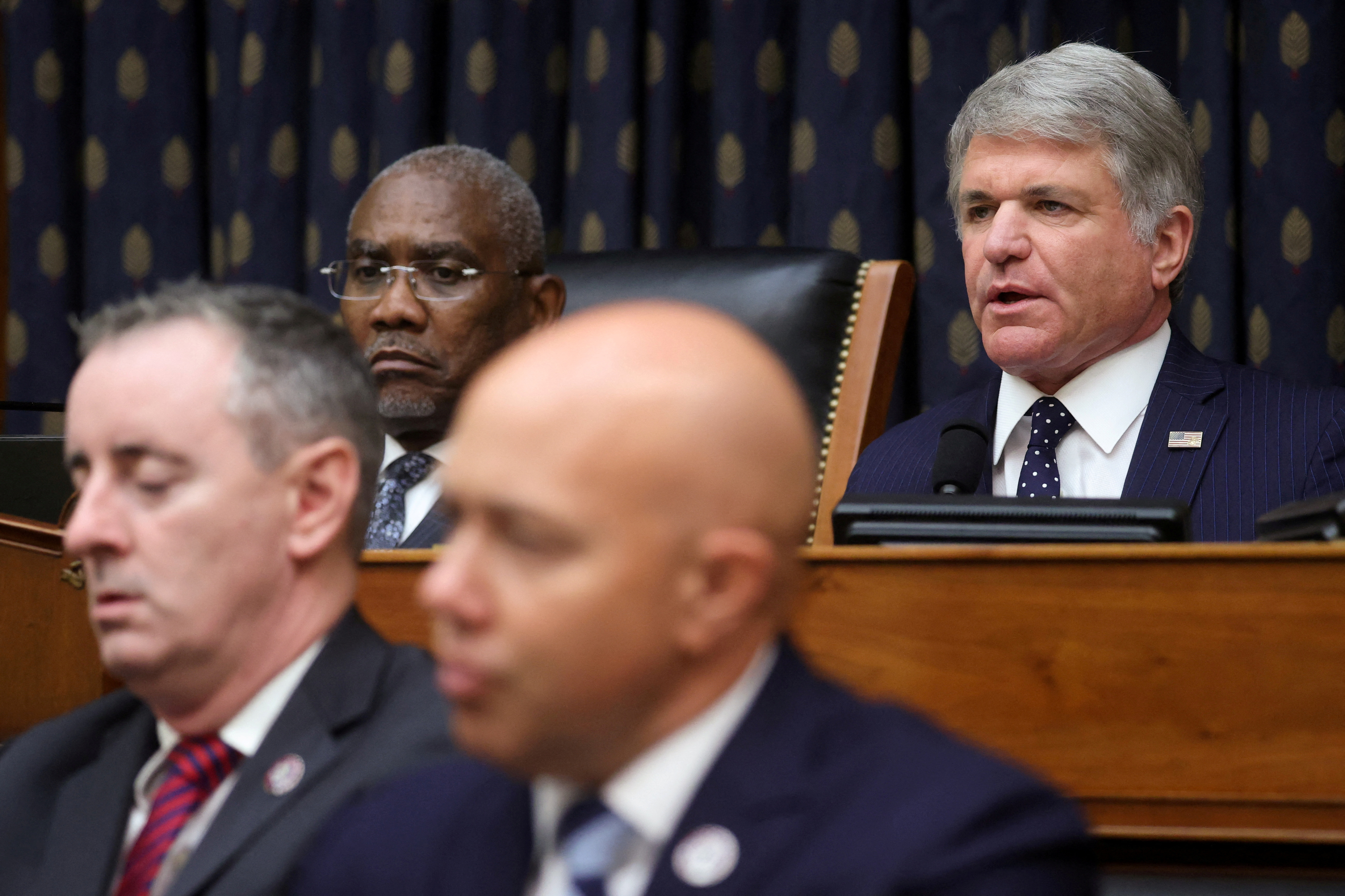 House Foreign Affairs Committee Chairman Meeks and Rep. McCaul preside as Blinken testifies on the U.S. withdrawal from Afghanistan at a virtual committee hearing in Washington