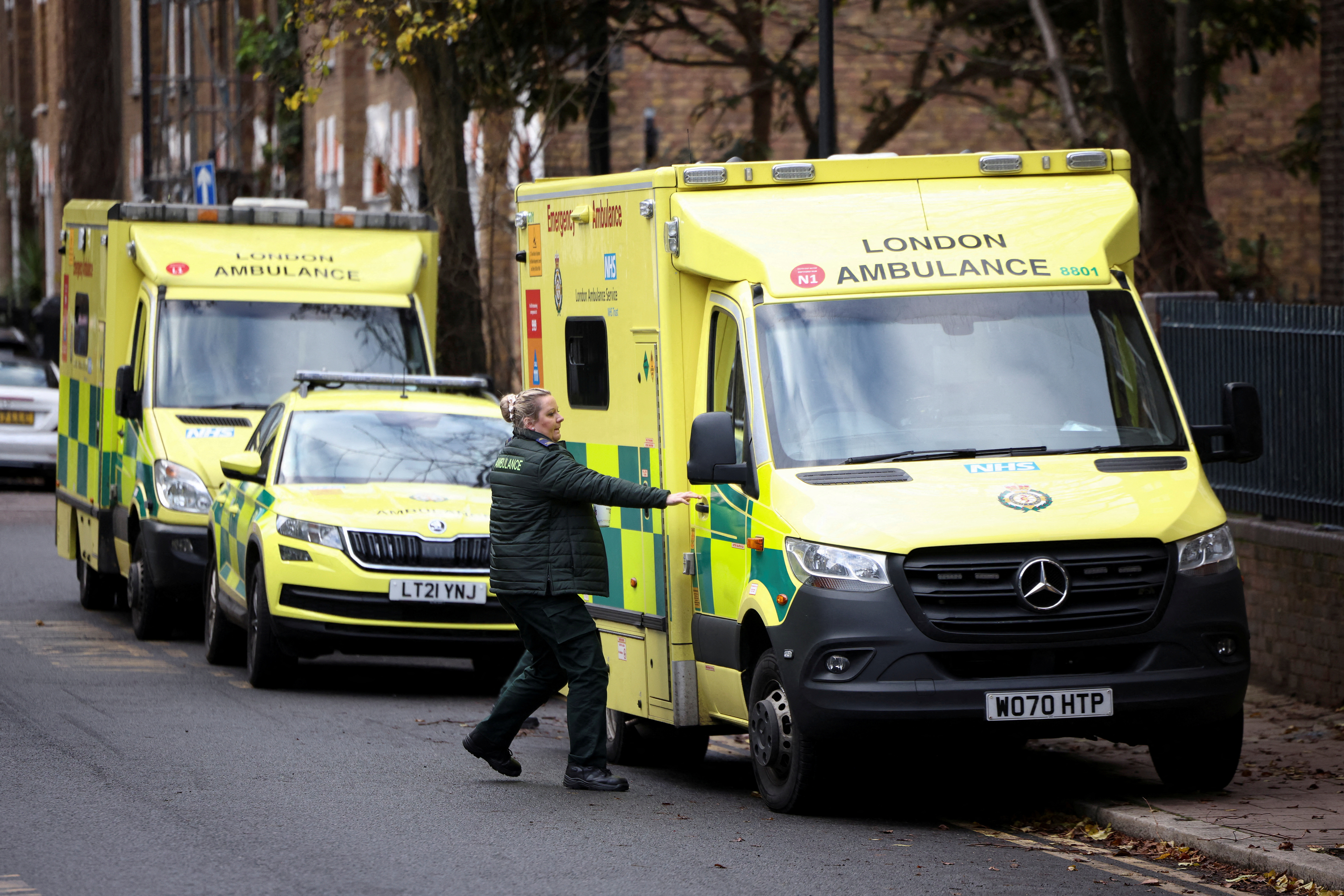 Ambulance workers strike over pay, in London