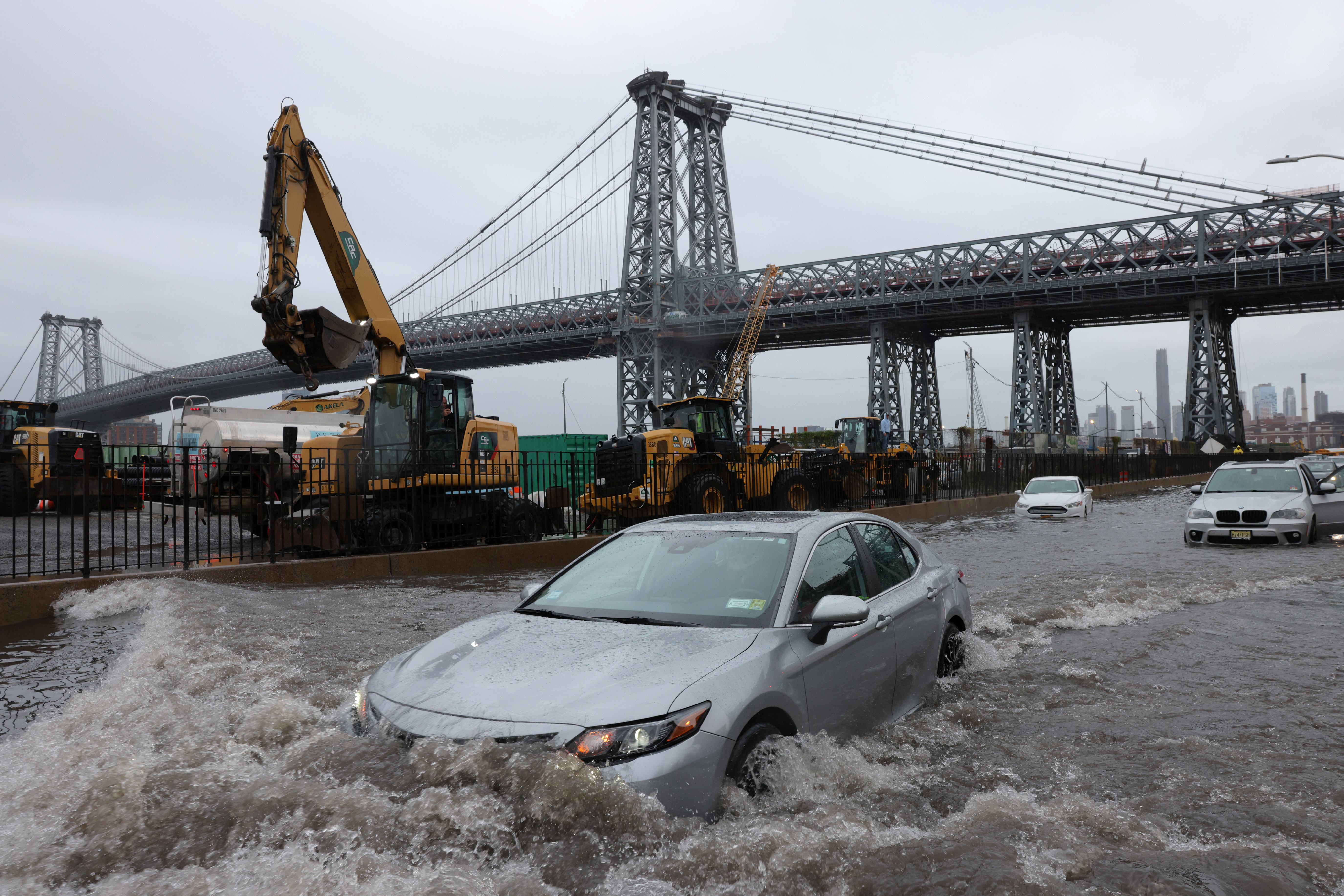 Flooding in New York City. The picture on the left is Central