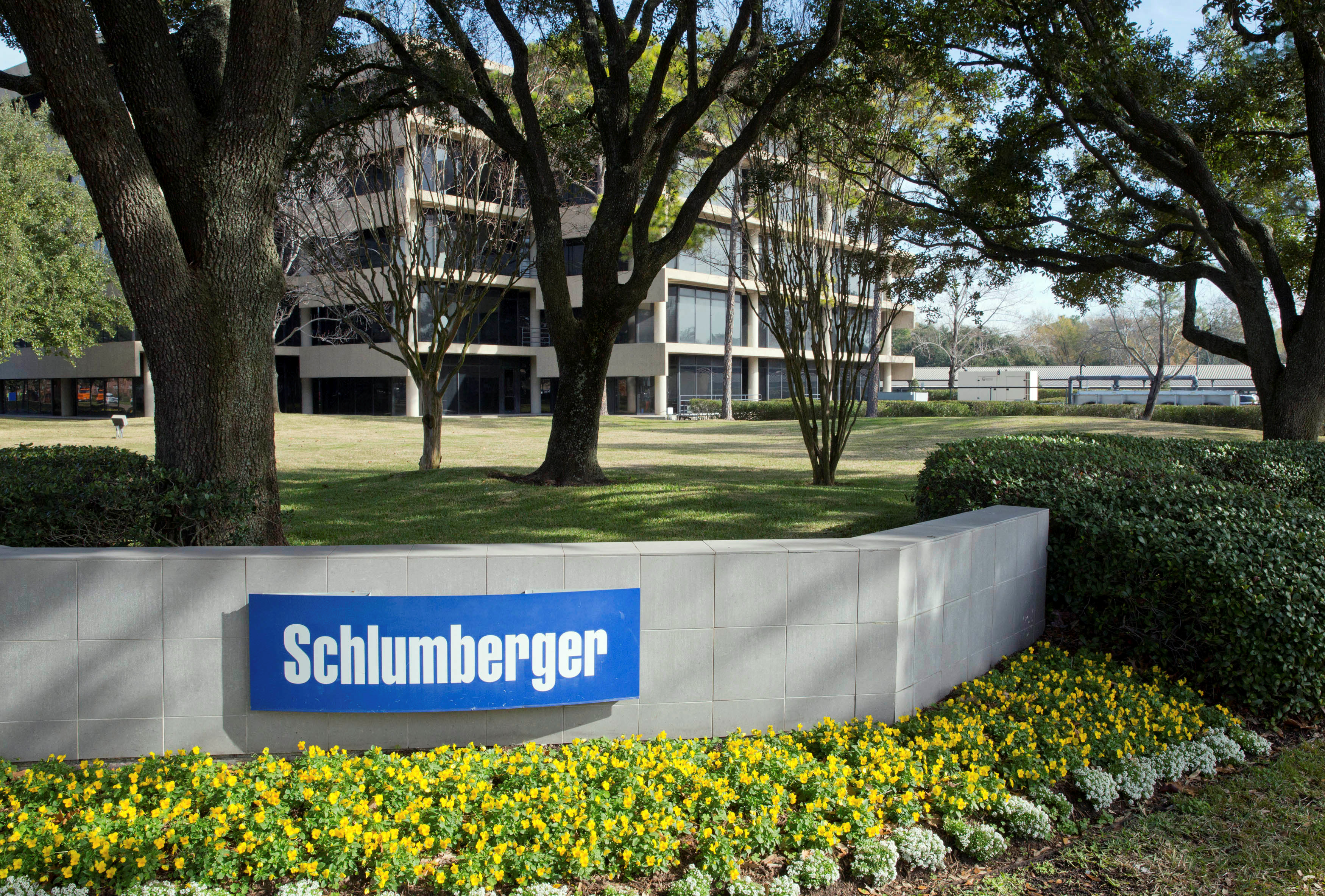 The exterior of a Schlumberger Corporation building is pictured in West Houston