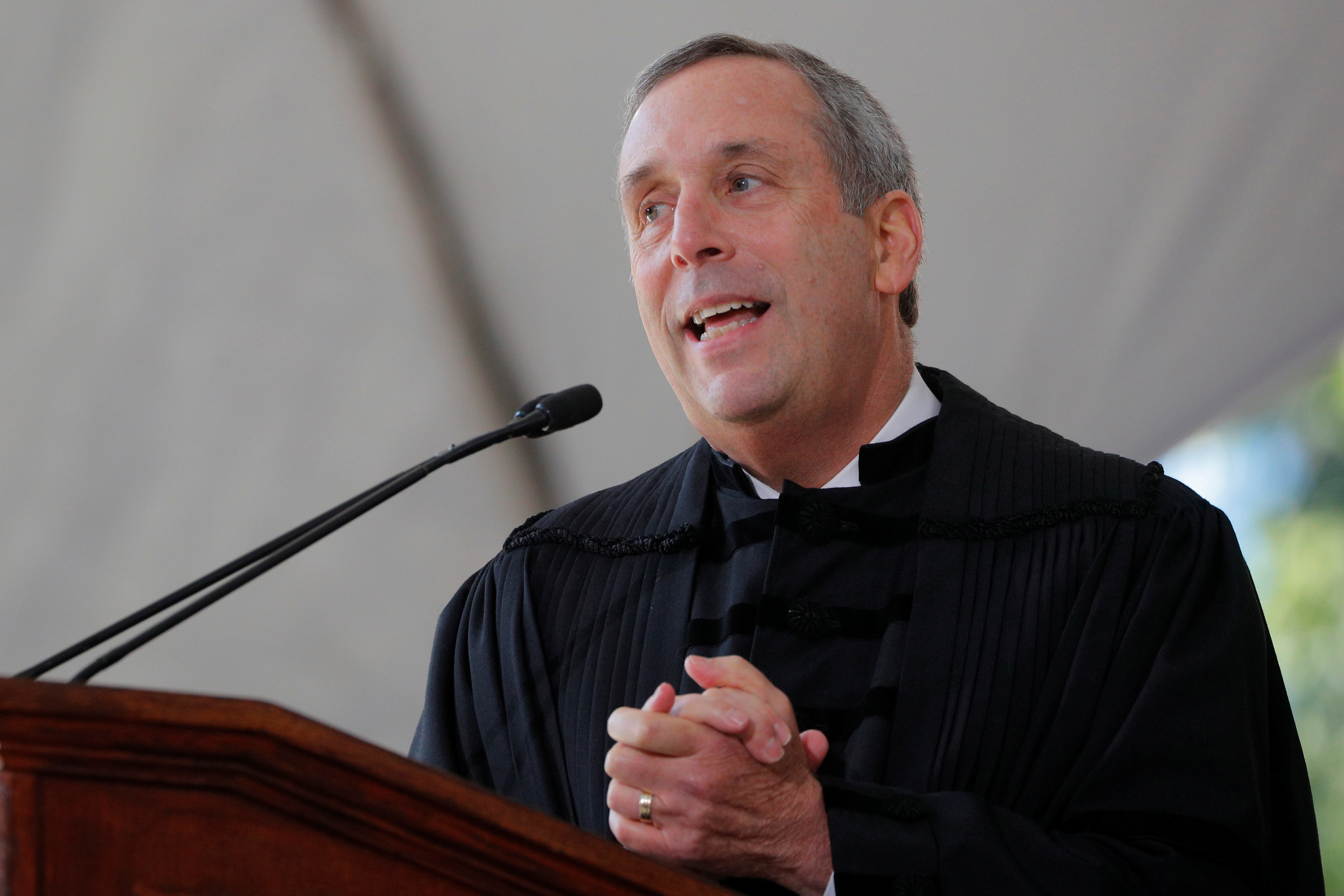 Lawrence Bacow speaks during his inauguration as the 29th President of Harvard University in Cambridge